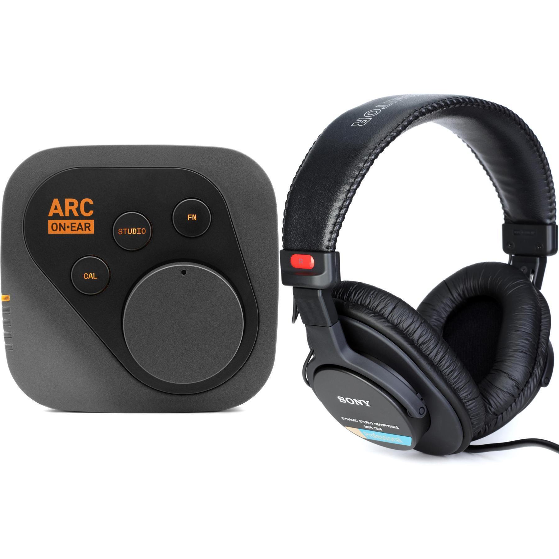 IK Multimedia ARC 贴耳式耳机放大器，配备 Sony MDR-7506 封闭式专业耳机