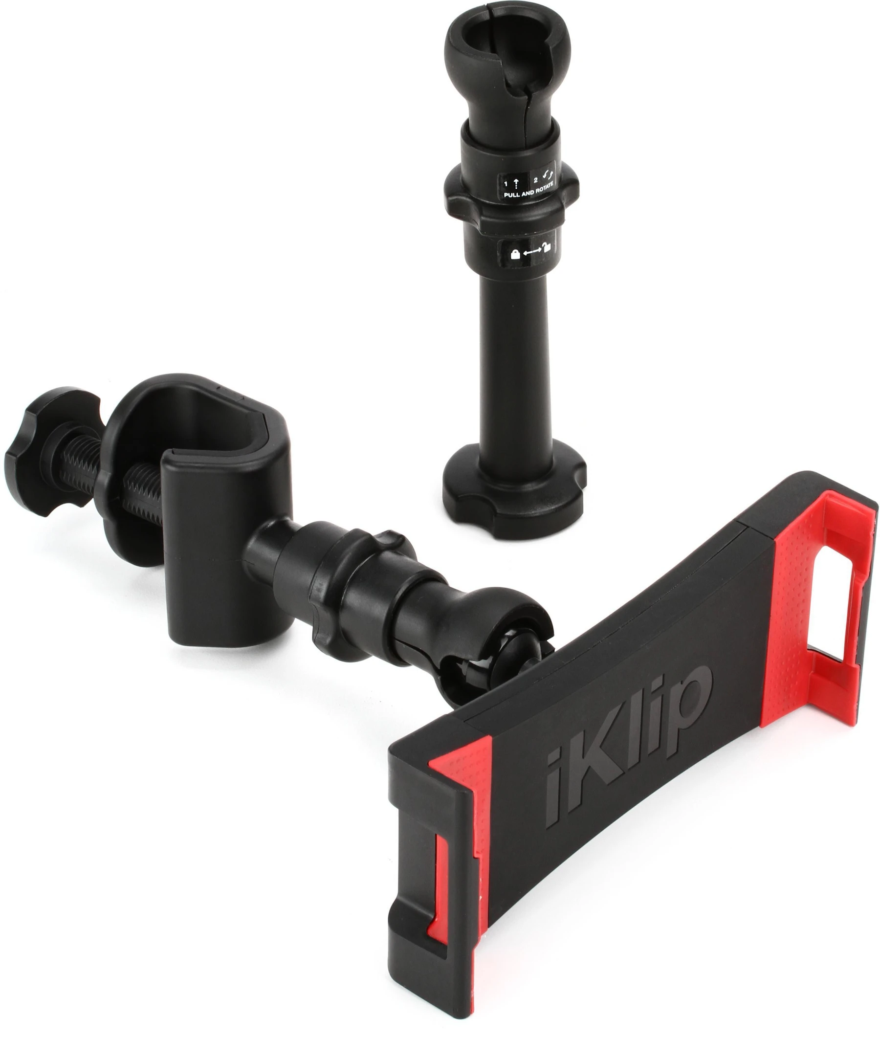 IK Multimedia iKlip3 Deluxe iPad 或平板电脑支架，配麦克风架和三脚架螺纹适配器