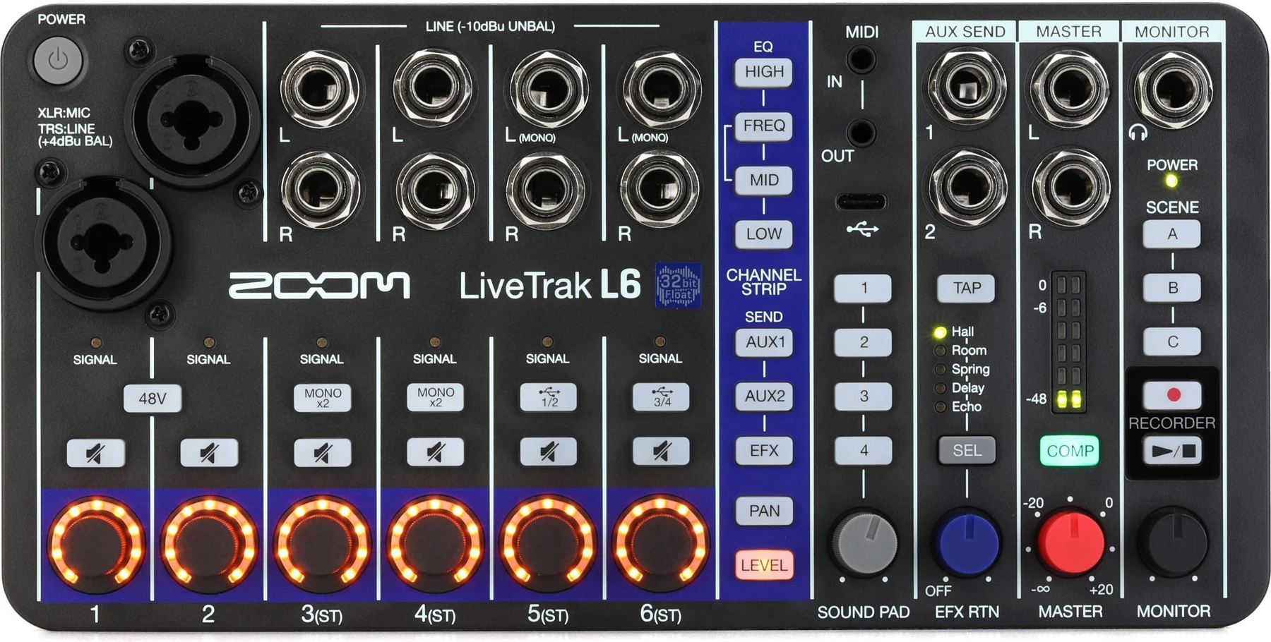 ZOOM LiveTrak L6 10通道便携数字调音台