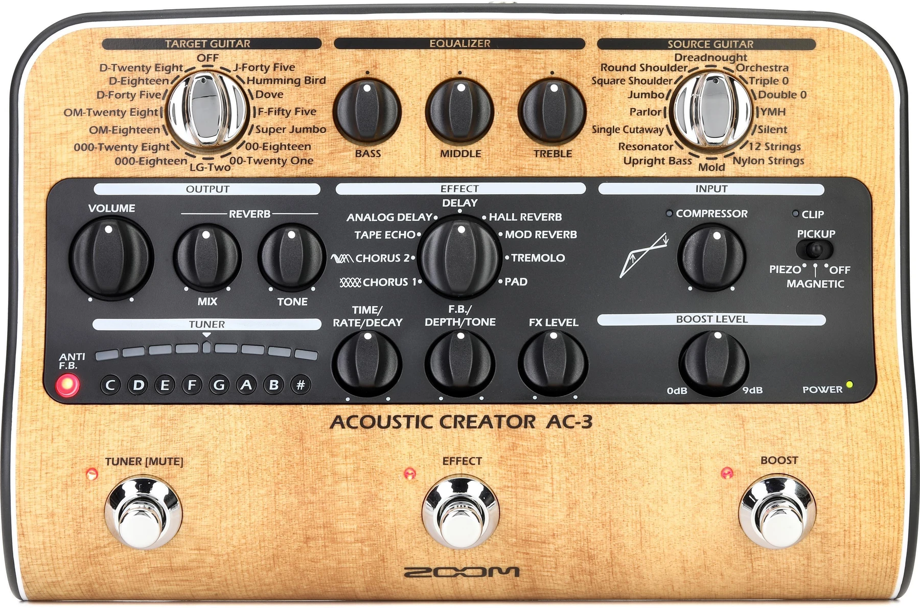 Zoom AC-3 原声乐器创作增强型直通盒及多效果踏板
