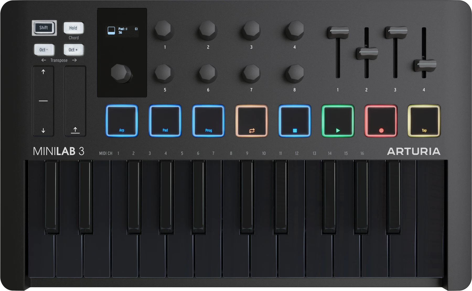 Arturia MiniLab 3 25键超薄键控制器 - 深黑色