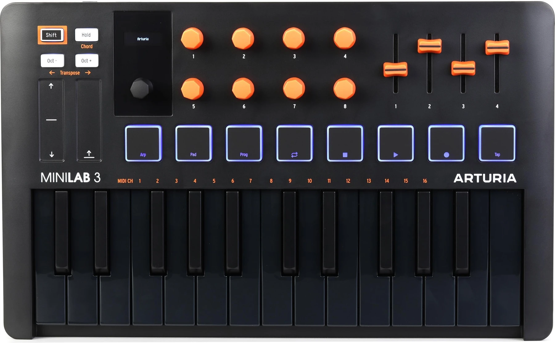 Arturia MiniLab 3 25键超薄键控制器 - 黑色/橙色