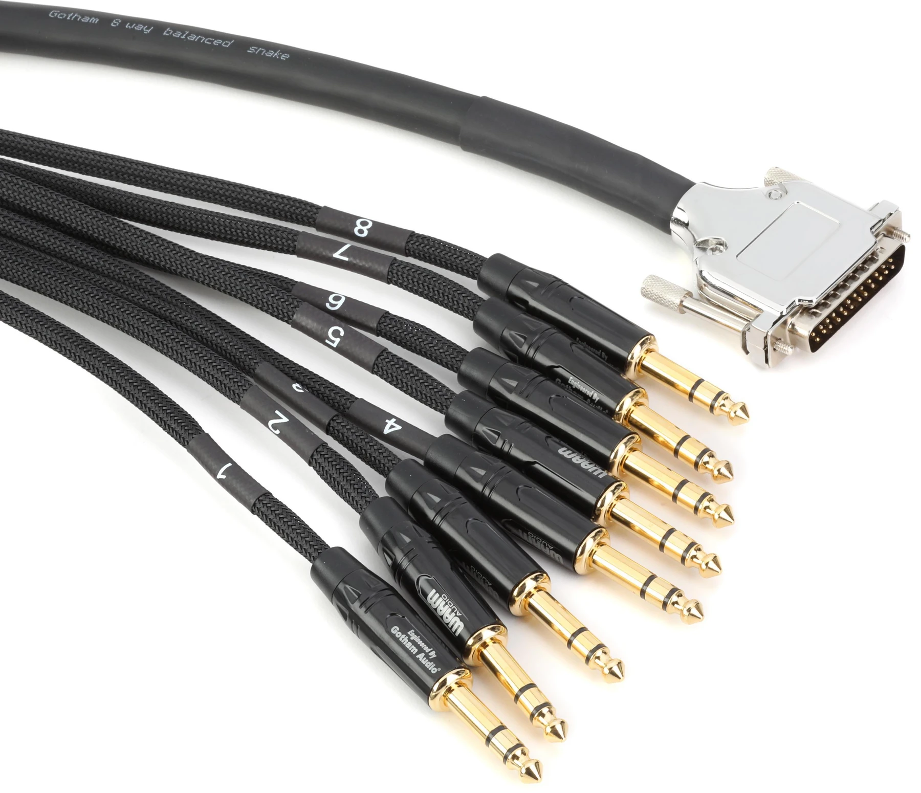 Warm Audio Premium 8通道DB25转TRSM音频分线缆 - 10英尺