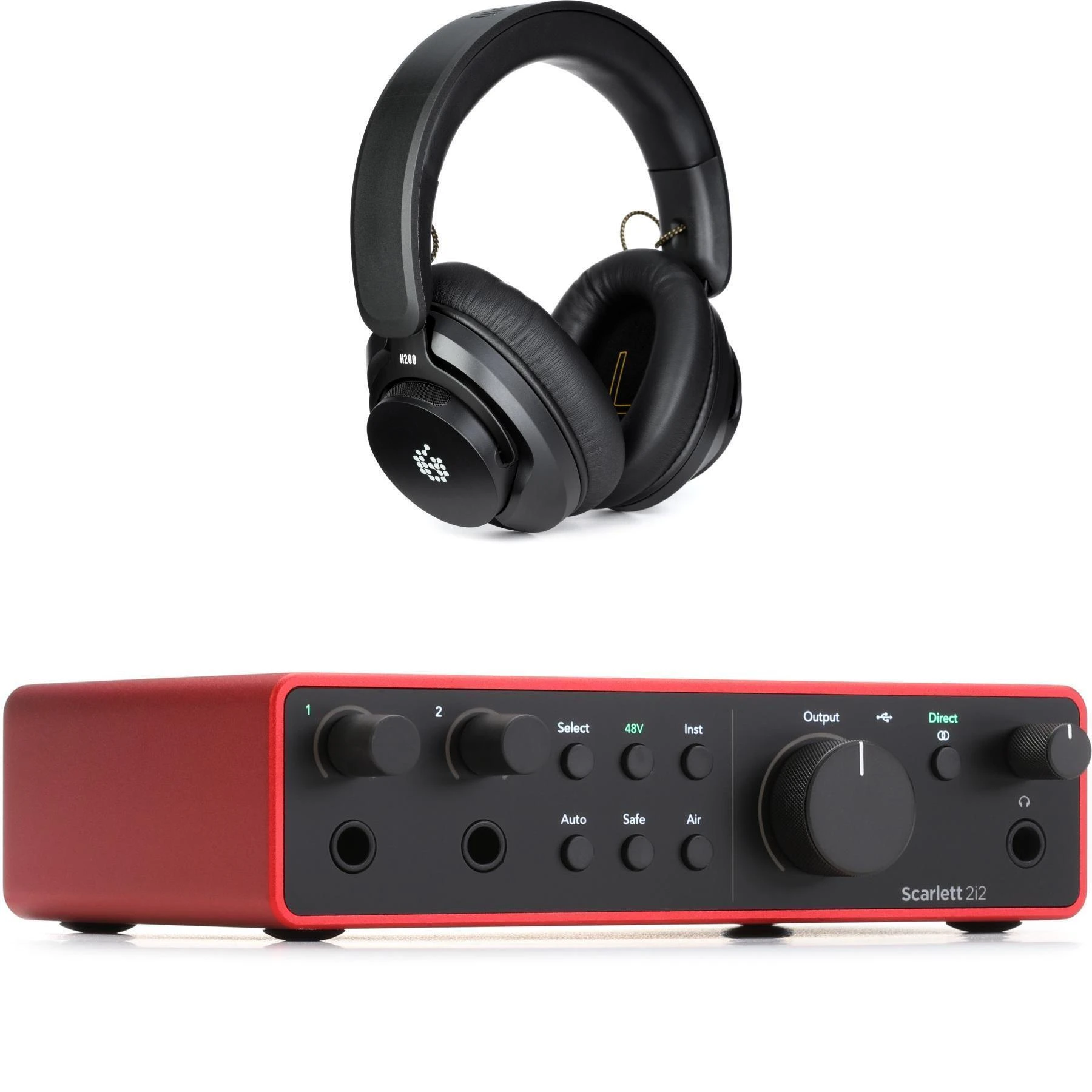 Focusrite Scarlett 2i2 第四代 USB 音频接口，配 ADAM Audio H200 封闭式耳机