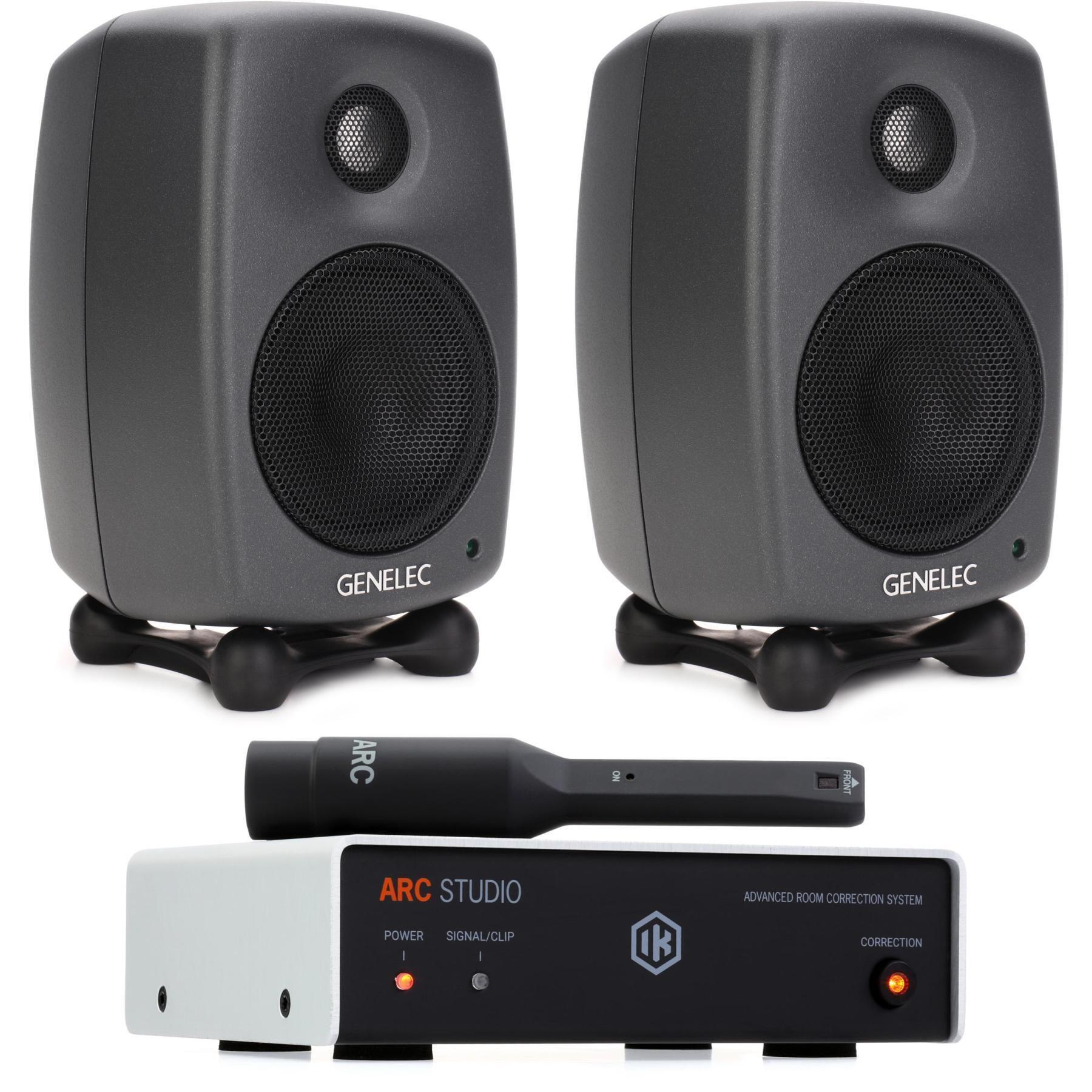 Genelec 8010A 3 英寸有源录音室监听音箱一对，配 IK Multimedia ARC Studio 房间校正 - 深灰色