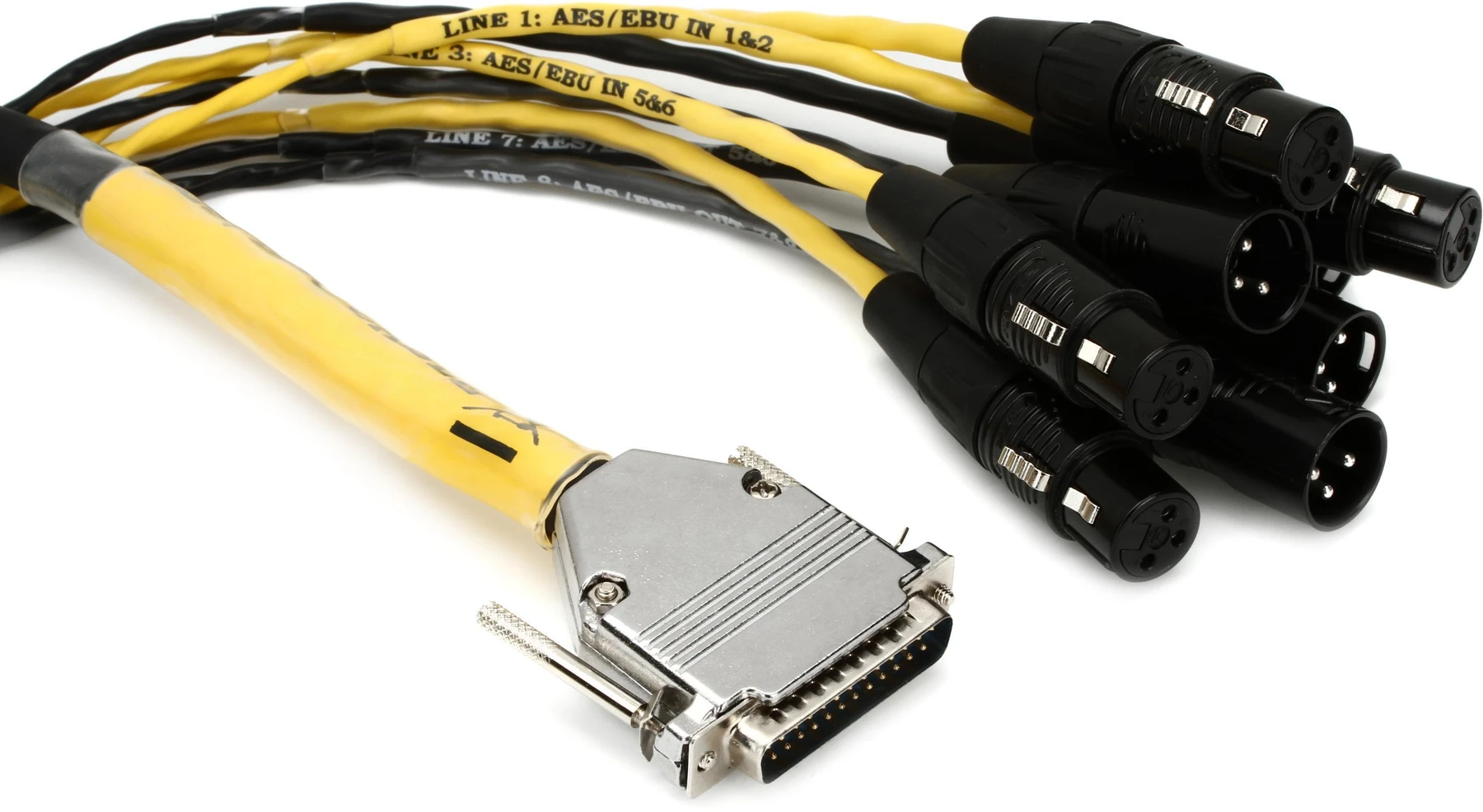 Avid DB25 转 XLR 公头+母头 AES/EBU DigiSnake 线缆 - 12 英尺
