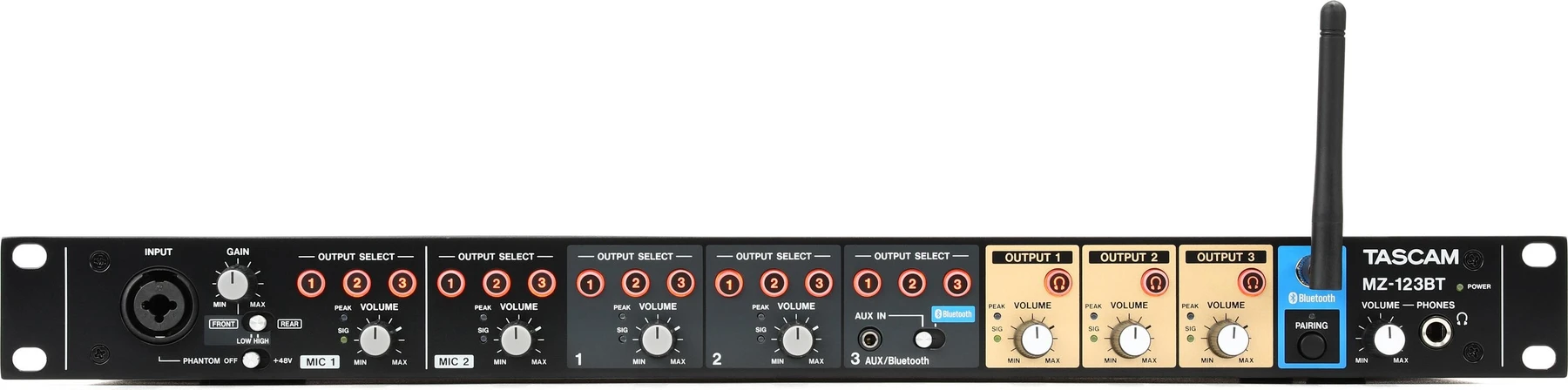 TASCAM MZ-123BT 5 通道机架式多区域混音器