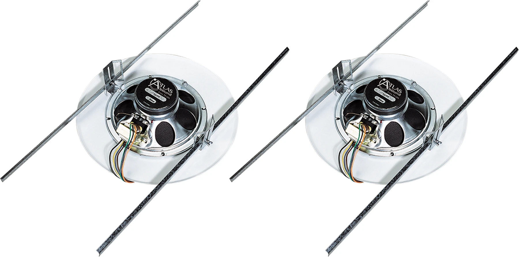 AtlasIED EZHD72W 8 英寸 4W 25V/70V 吸顶扬声器，配 EZ 安装吊顶龙骨 - 白色（一对）