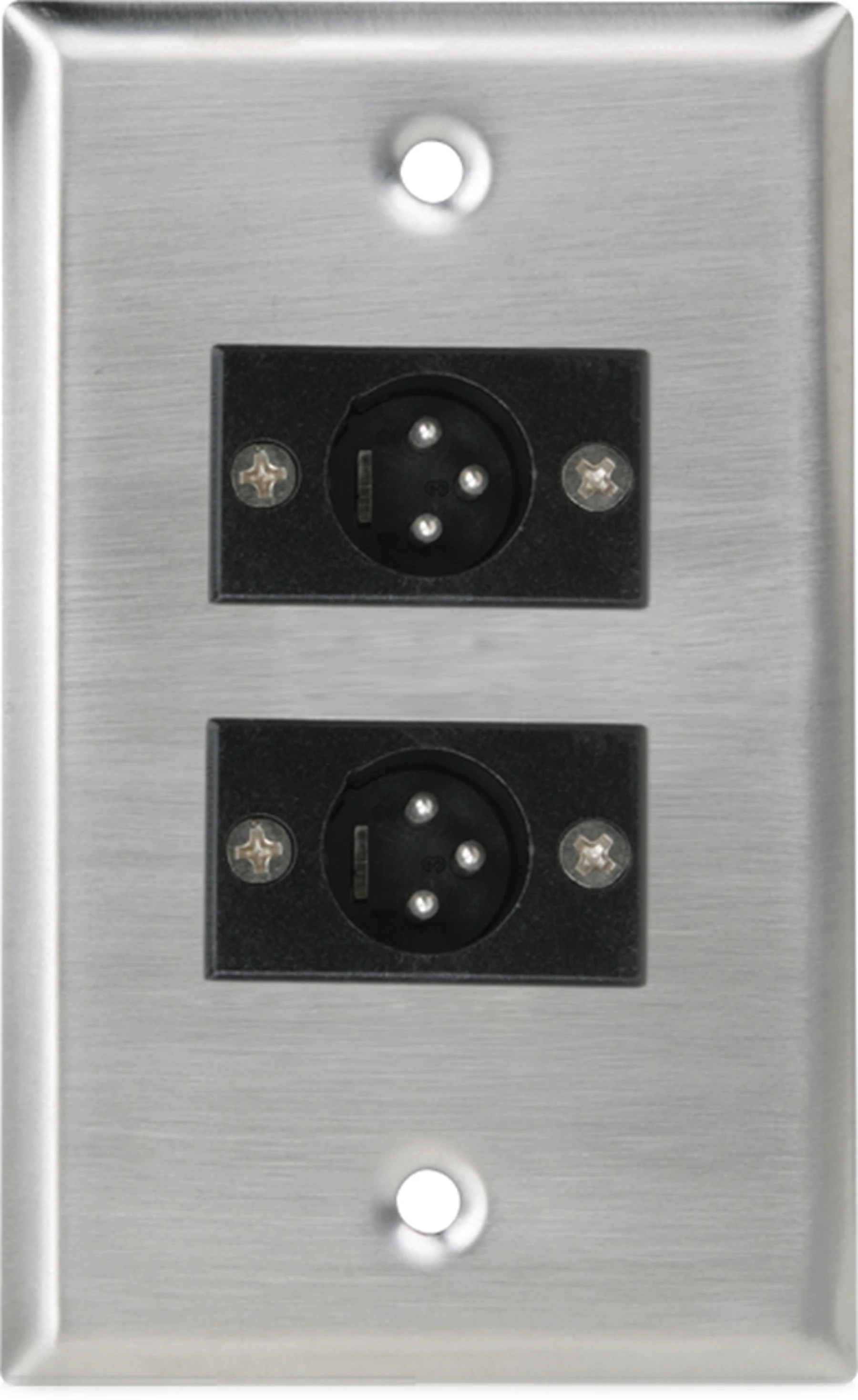 AtlasIED SG-XLR-M2 单联不锈钢面板，配备 2 个公头 3 针 XLR 连接器