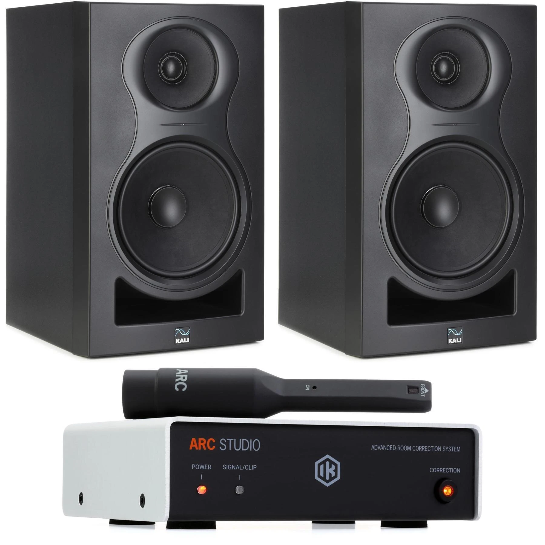 Kali Audio IN-8 V2 8 英寸有源录音室监听音箱一对，配 IK Multimedia ARC Studio 房间校正