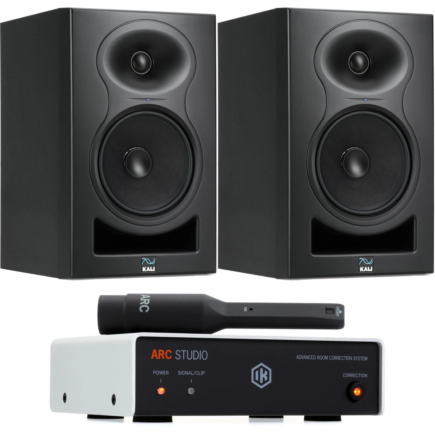 Kali Audio LP-6 V2 6.5 英寸有源录音室监听音箱一对，配 IK Multimedia ARC Studio 房间校正 - 黑色