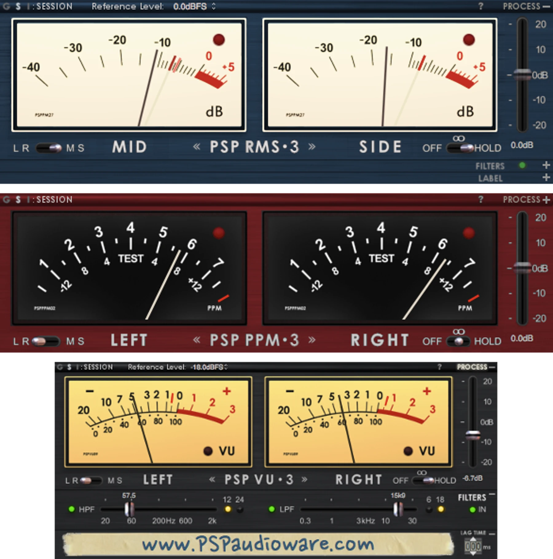 PSP Audioware TripleMeter VU、RMS 和 PPM 电平表插件