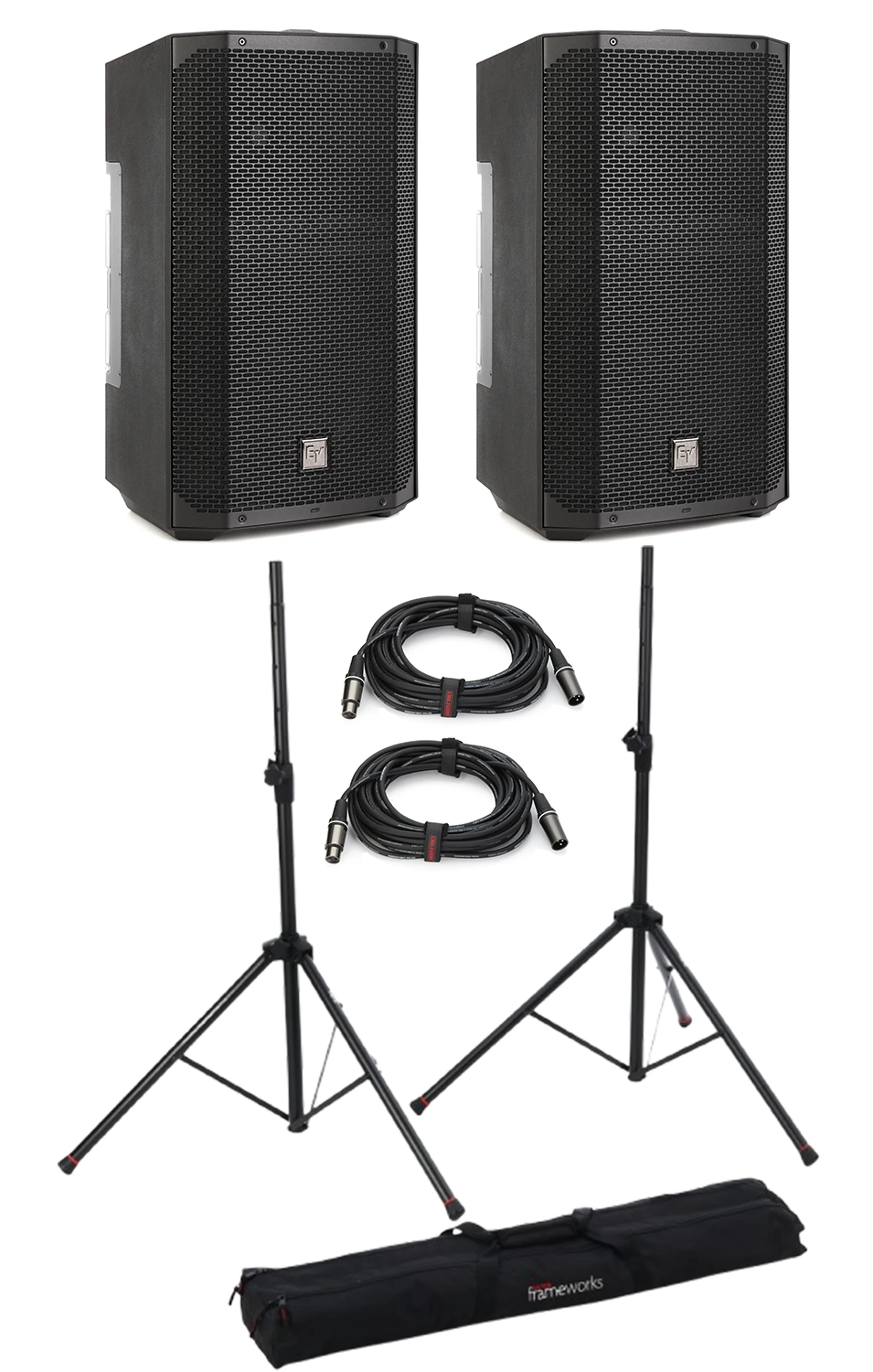 Electro-Voice Everse 12 12英寸两分频电池供电PA扬声器，含支架和线缆 - 黑色