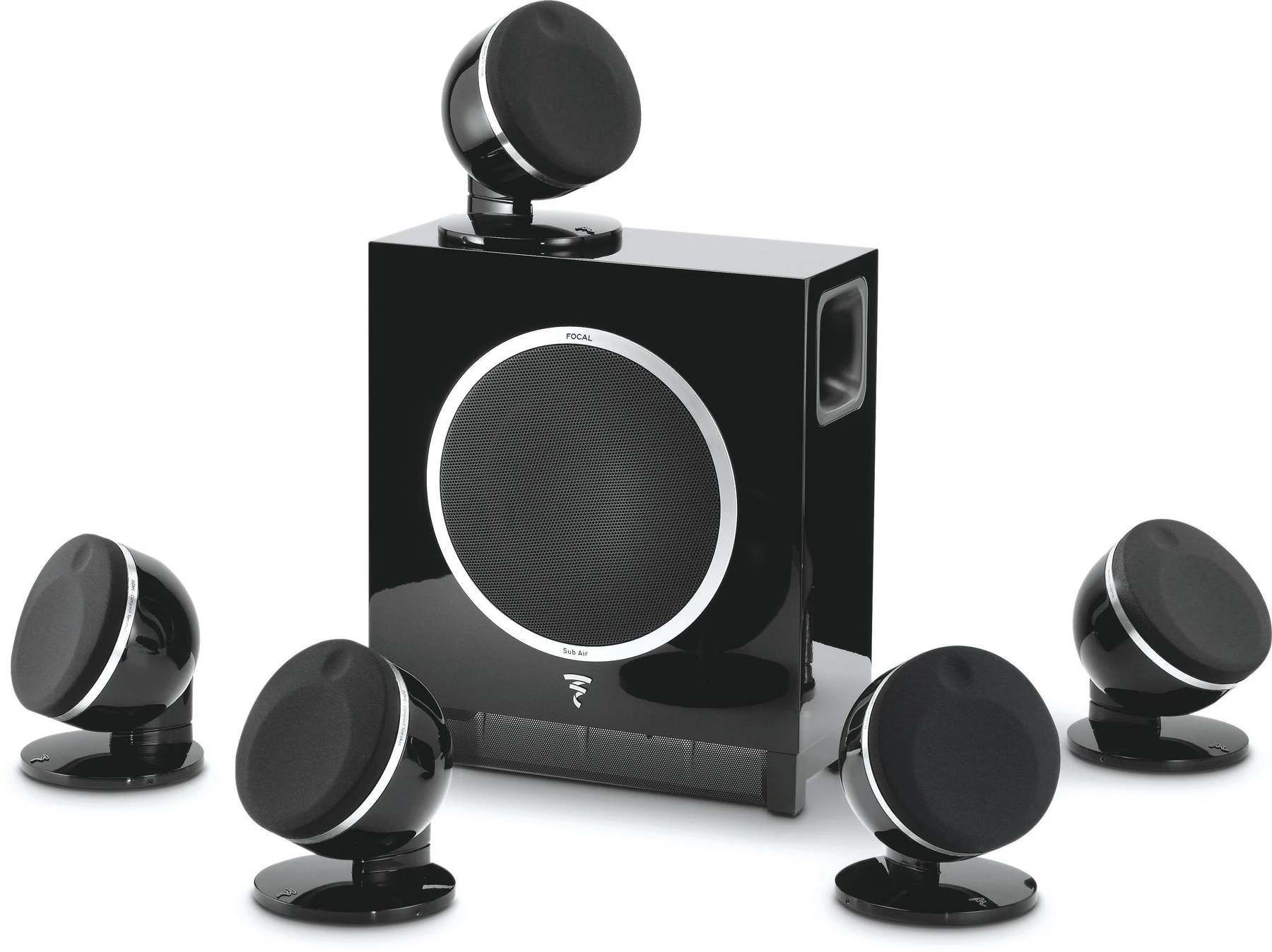 Focal Dome Flax Pack 5.1 卫星扬声器系统，配Sub Air低音炮 - 黑色