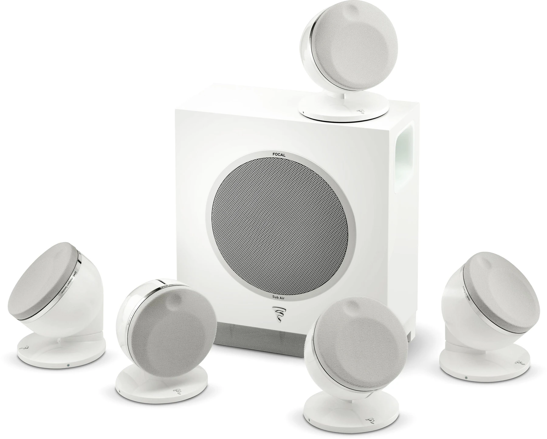 Focal Dome Flax Pack 5.1 卫星扬声器系统，配Sub Air低音炮 - 白色