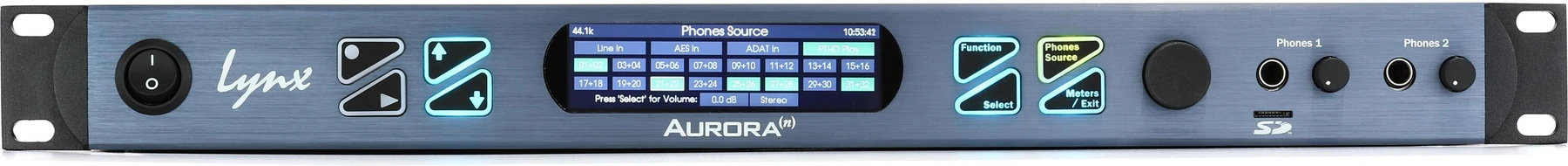 Lynx Aurora (n) 16-HD2 16通道 AD/DA 转换器，配备 AES、ADAT 和 HDX 接口
