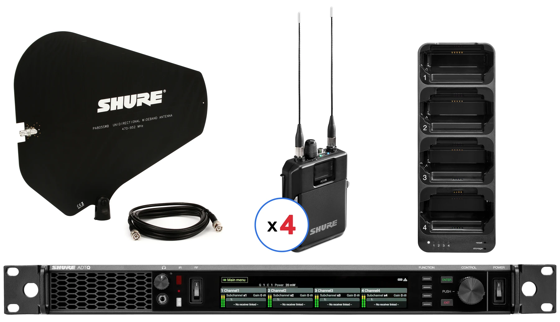 Shure ADTQ Axient Digital PSM 无线四通道系统 - G57 频段（470-608MHz）