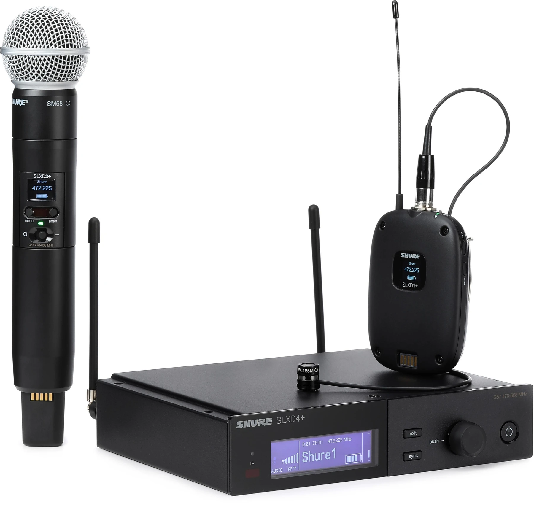 Shure SLXD124+/85M 无线手持和领夹麦克风组合系统 - G57 频段