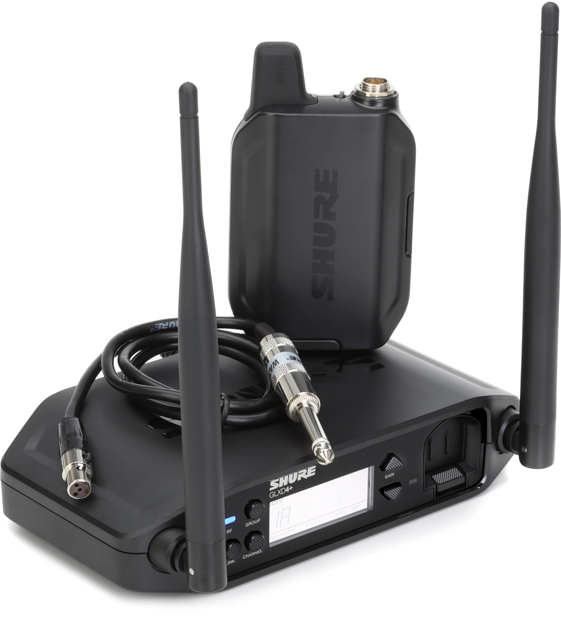 Shure GLXD14+ 配备 WA302 吉他线缆的数字无线腰包式系统