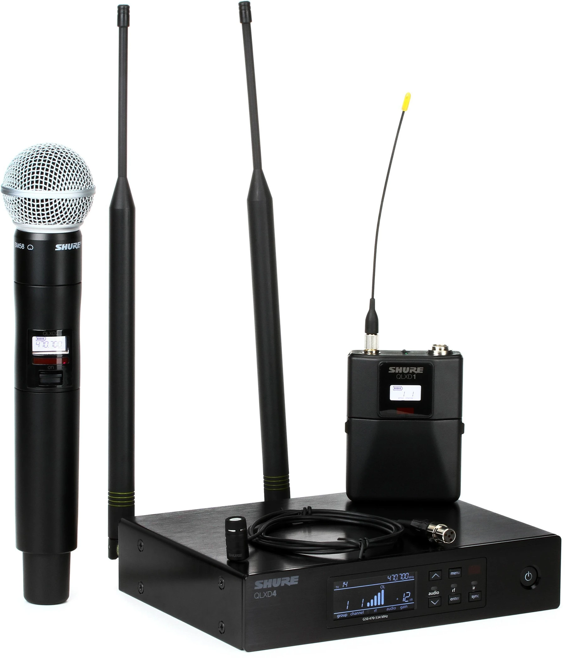 Shure QLXD124/85 组合式无线手持和领夹麦克风系统 - G50 频段