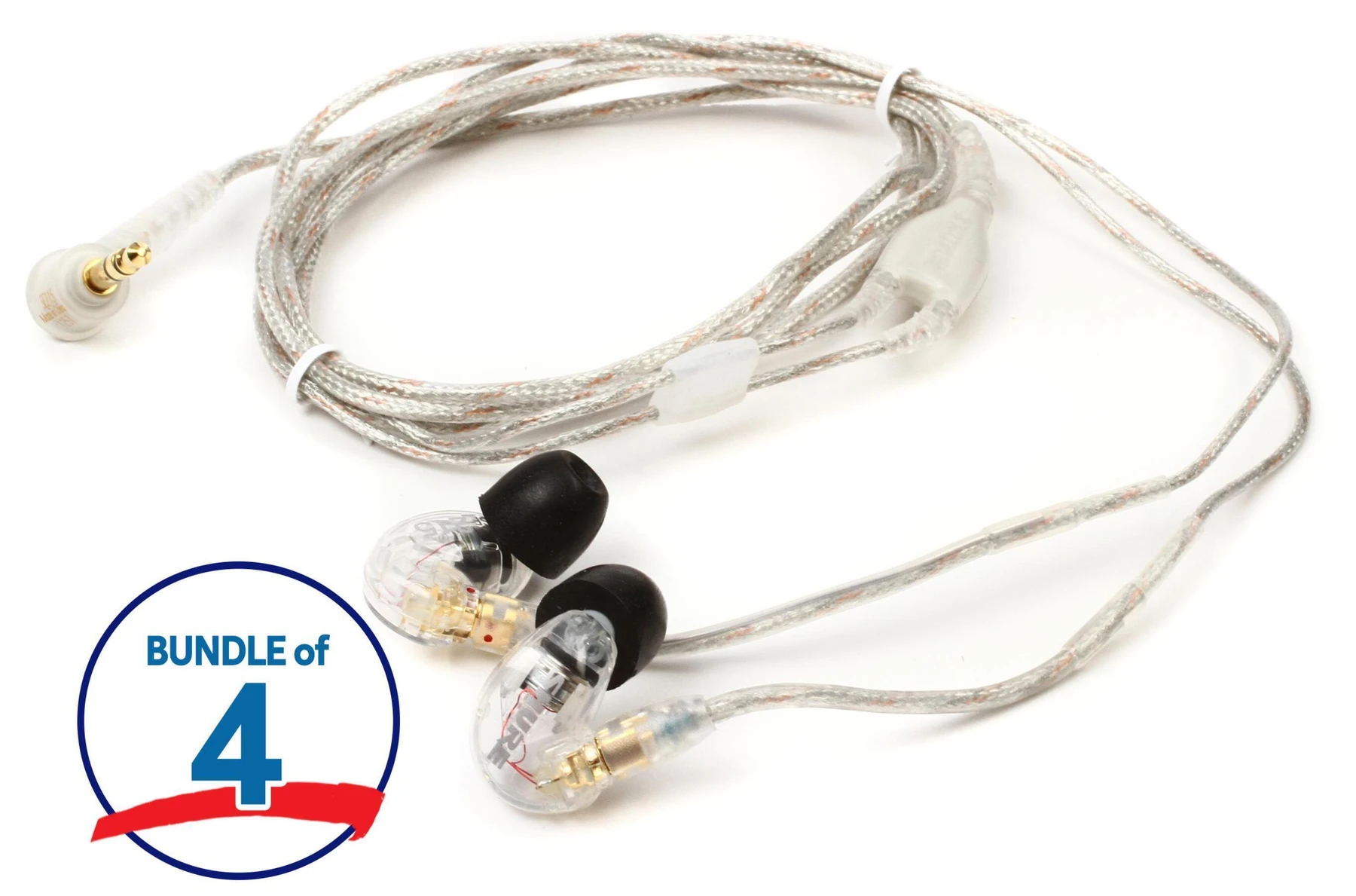 Shure SE215-CL 隔音耳机 - 4 件装，透明色