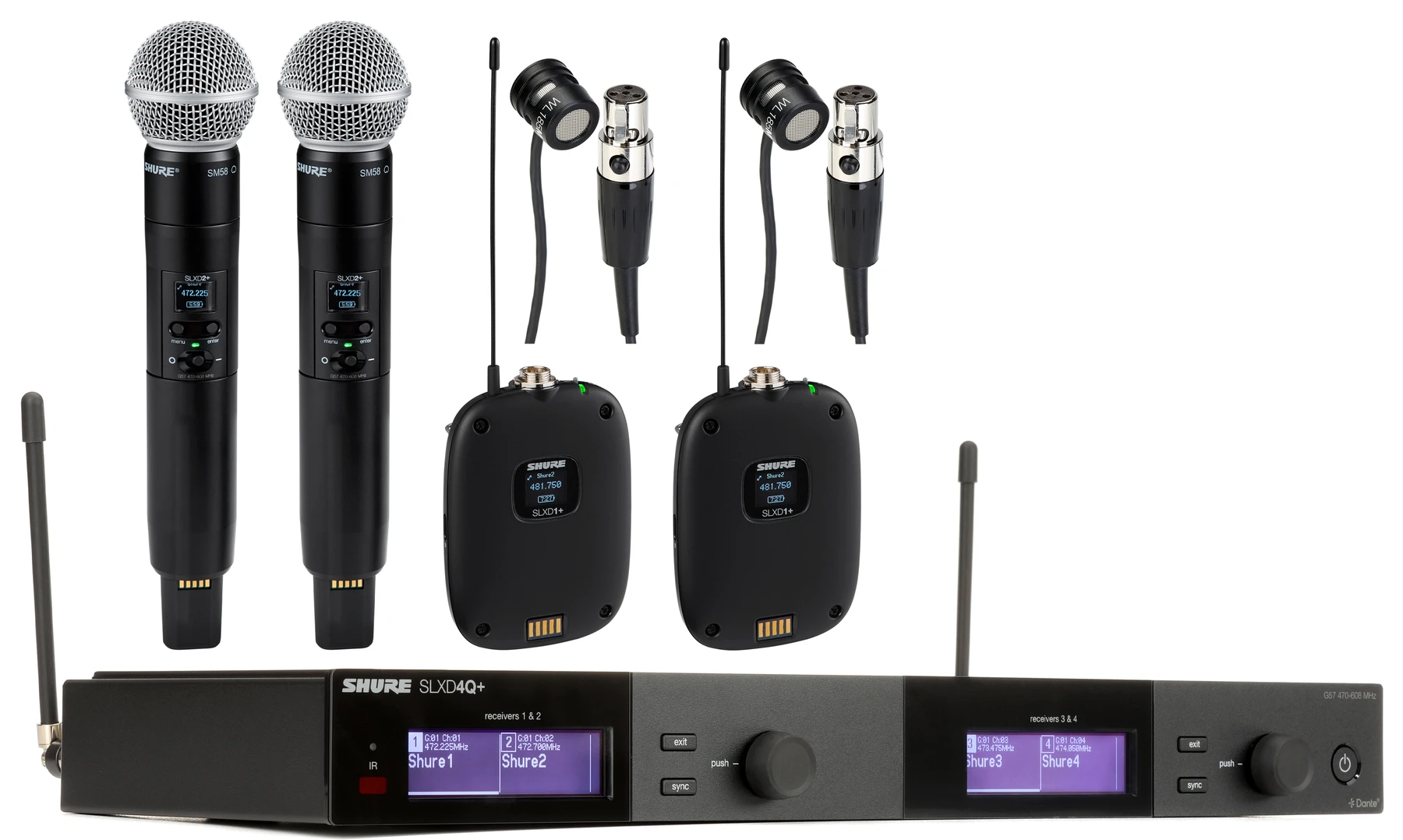 Shure SLXD4QDAN+ 四通道无线组合系统 - G57 频段