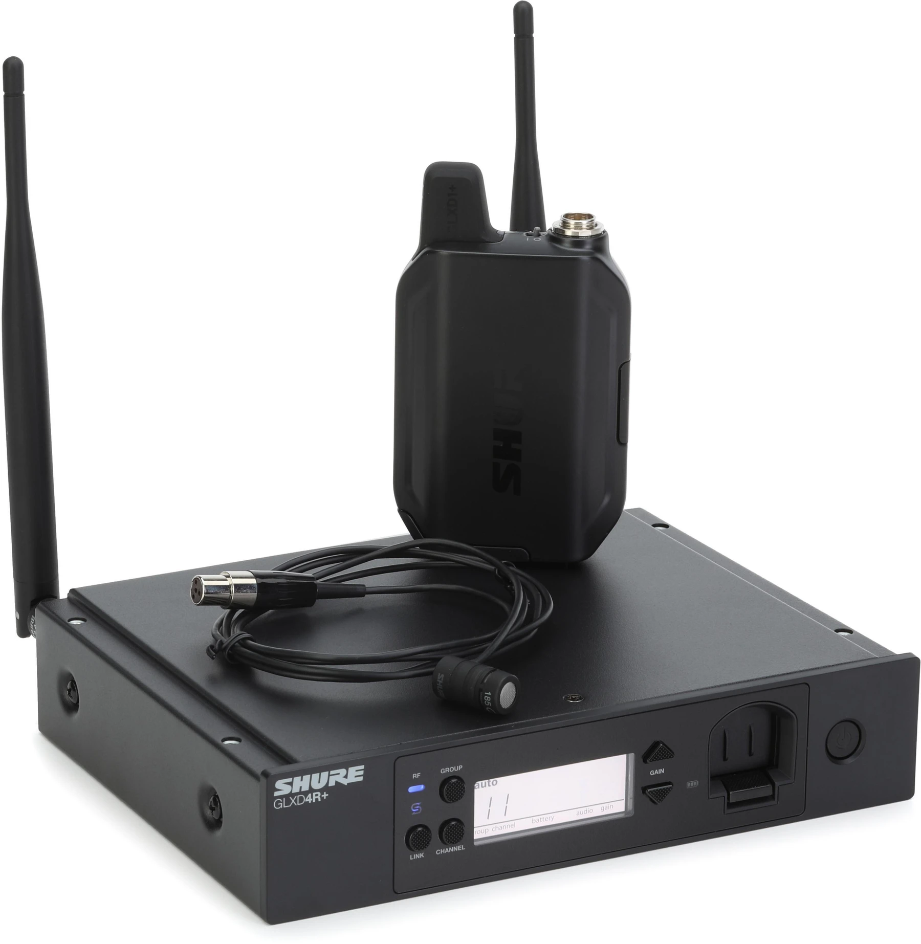 Shure GLXD14R+/85 配备 WL185 领夹式麦克风的数字无线机架式演示系统