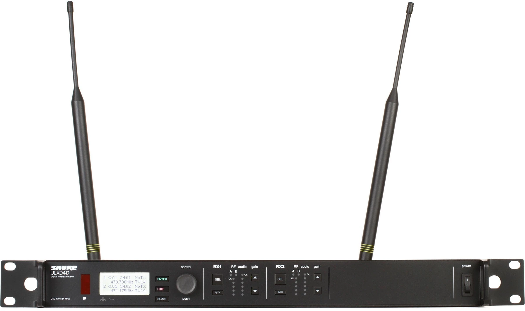 Shure ULXD4D 双通道数字无线接收机 - J50A 频段