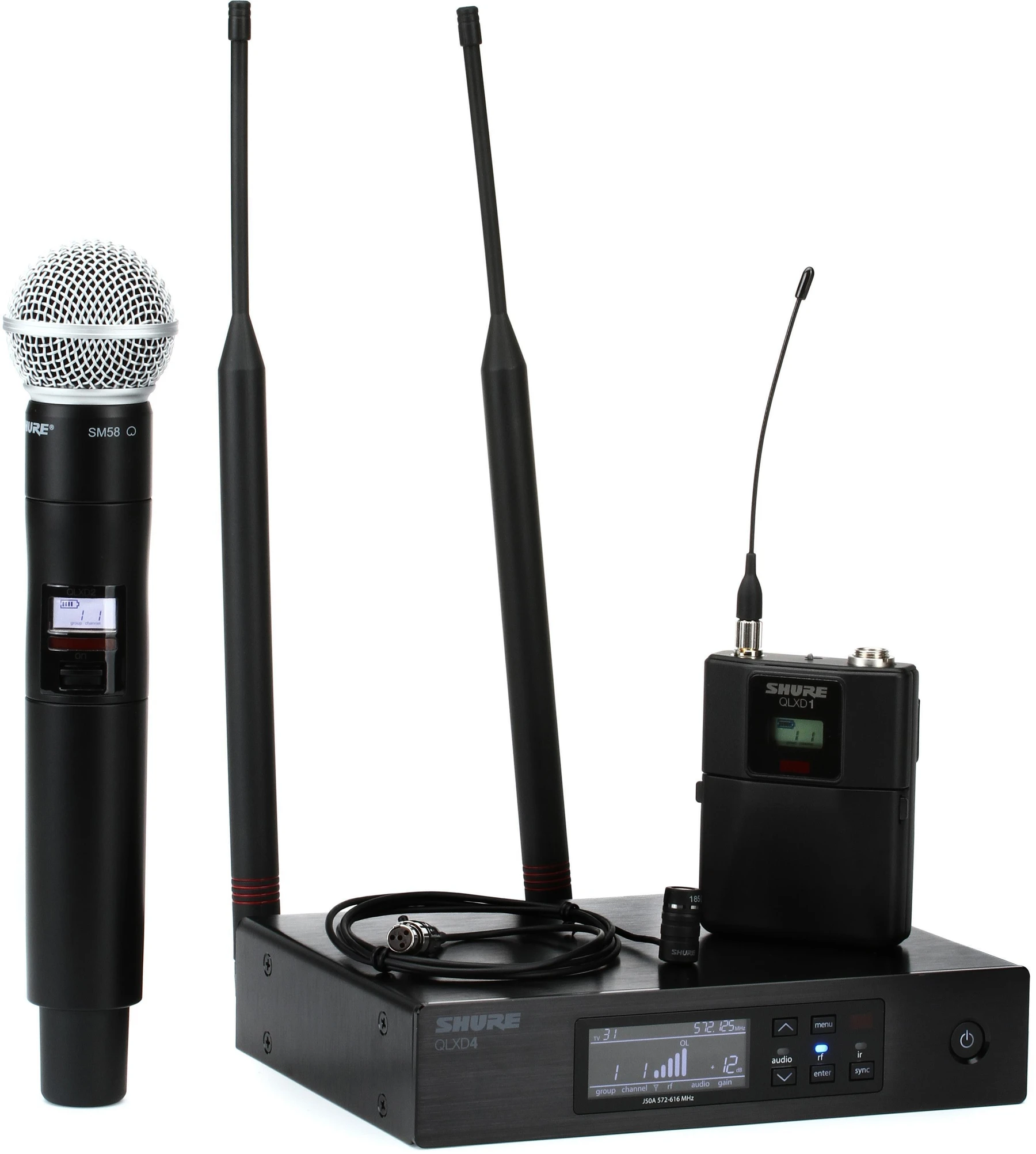Shure QLXD124/85 组合式无线手持及领夹话筒系统 - J50A 频段