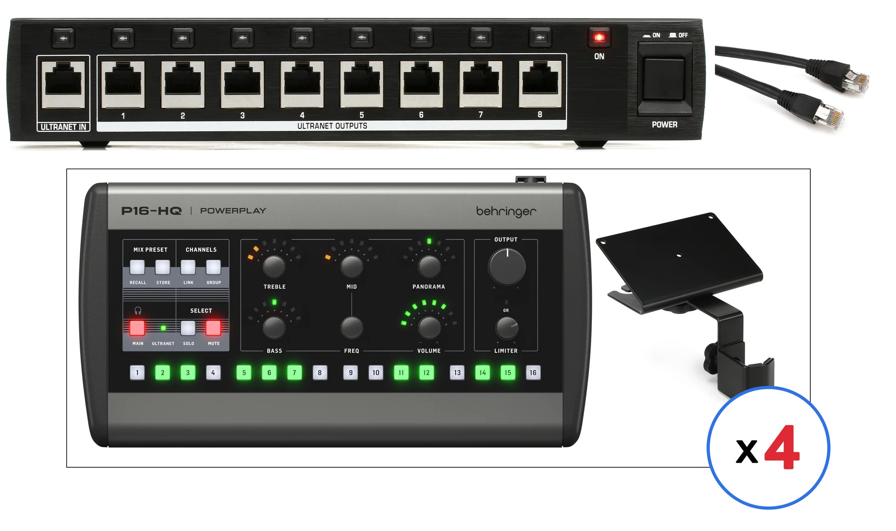 Behringer P16-HQ 个人混音系统，配备 P16D 分配模块