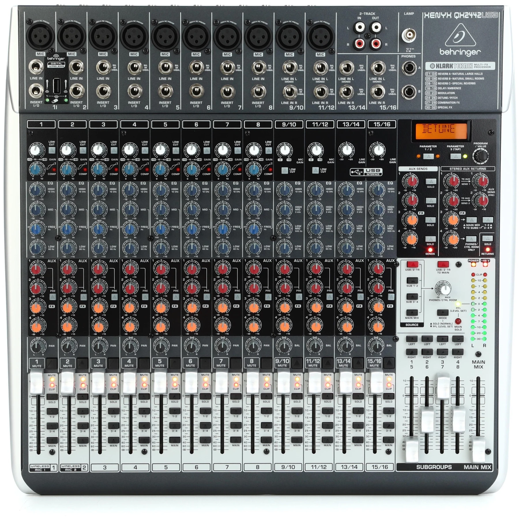 Behringer Xenyx QX2442USB 调音台，配备 USB 和效果器