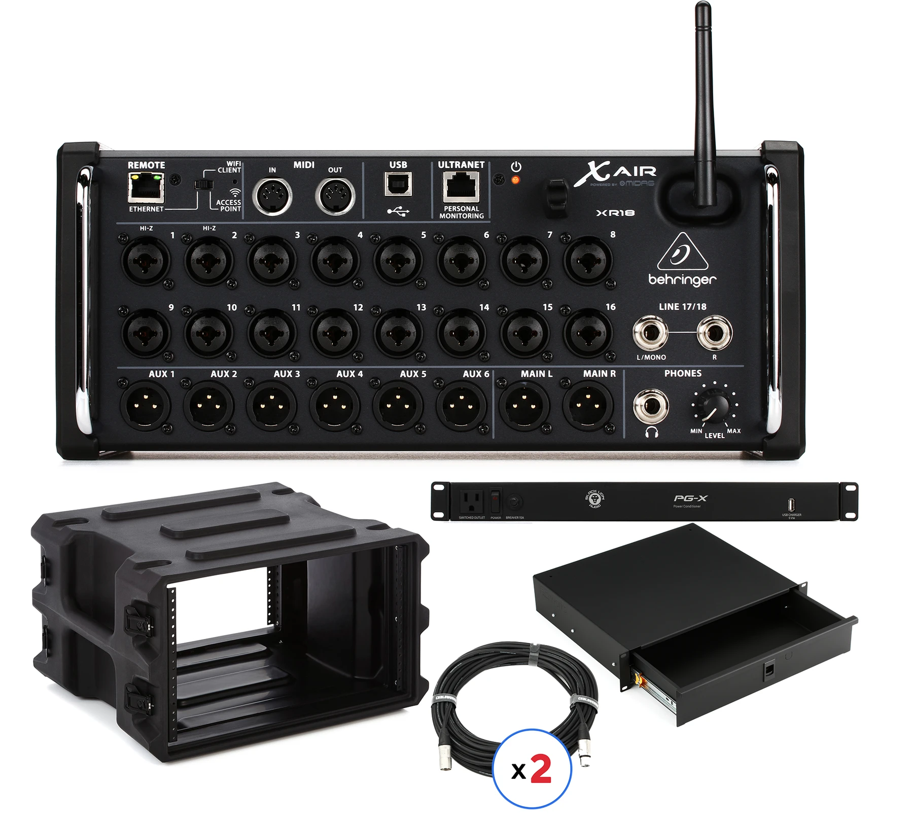 Behringer X Air XR18 数字机架式调音台与机架箱套装