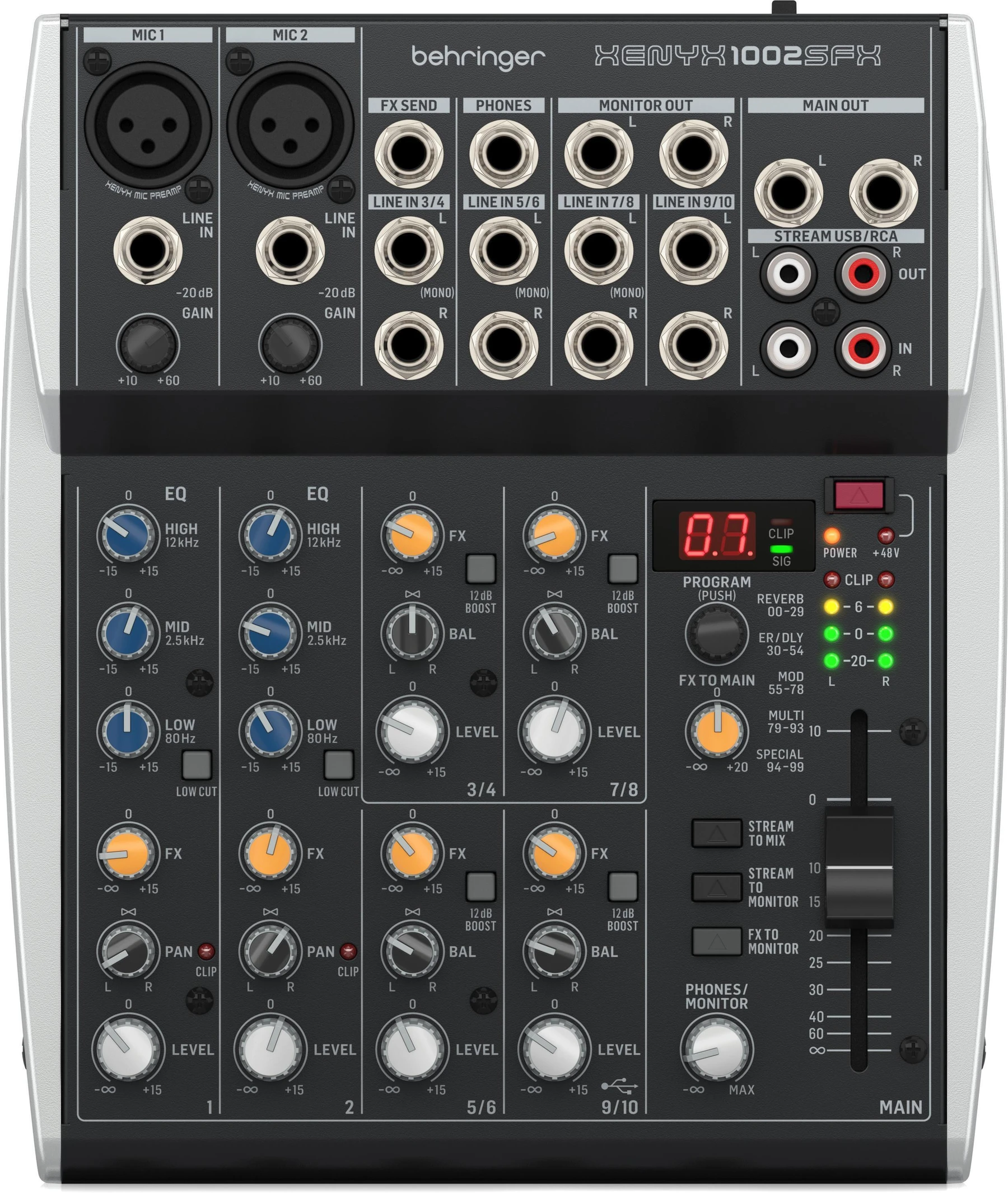 Behringer Xenyx 1002SFX 10通道模拟直播调音台