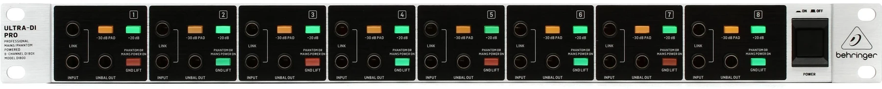百灵达 Ultra-DI Pro DI800v2 8通道有源乐器直通盒