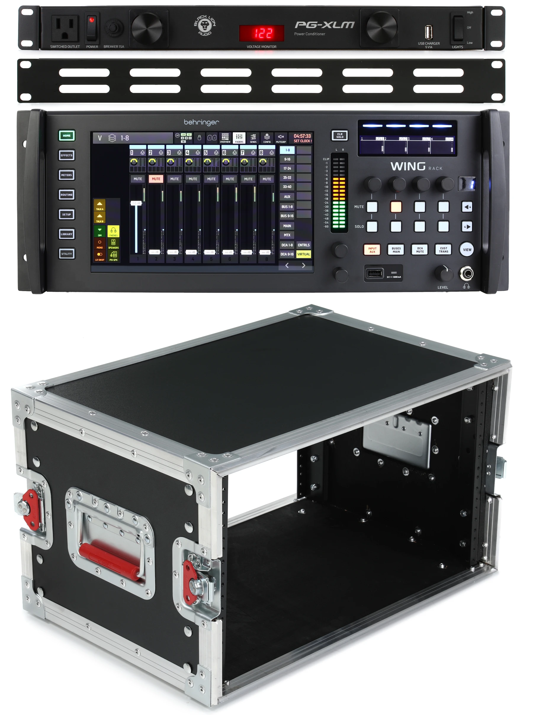 Behringer WING Rack 48 通道数字调音台，配电源调节器和巡演箱