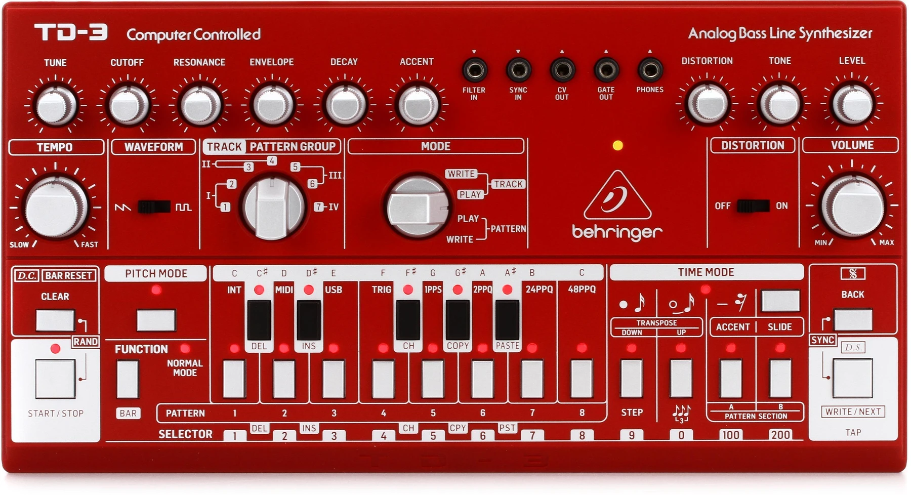 Behringer TD-3-RD 模拟贝斯线合成器 - 红色