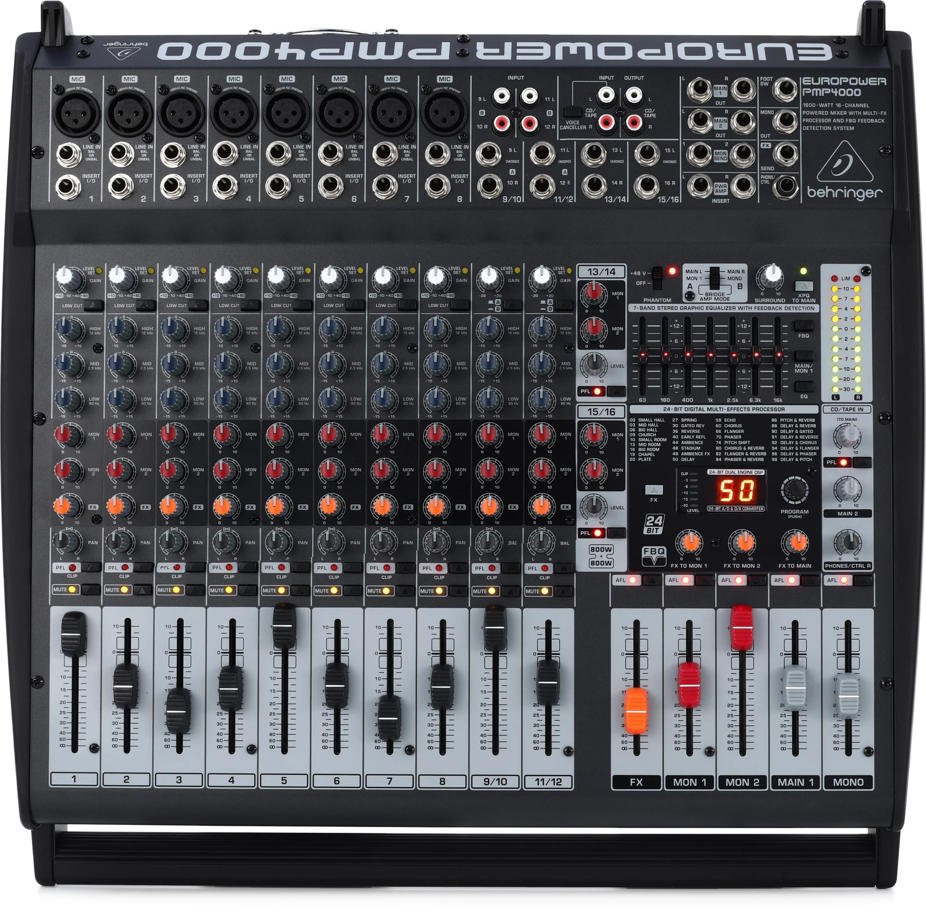 Behringer Europower PMP4000 16 通道 1600W 功放调音台