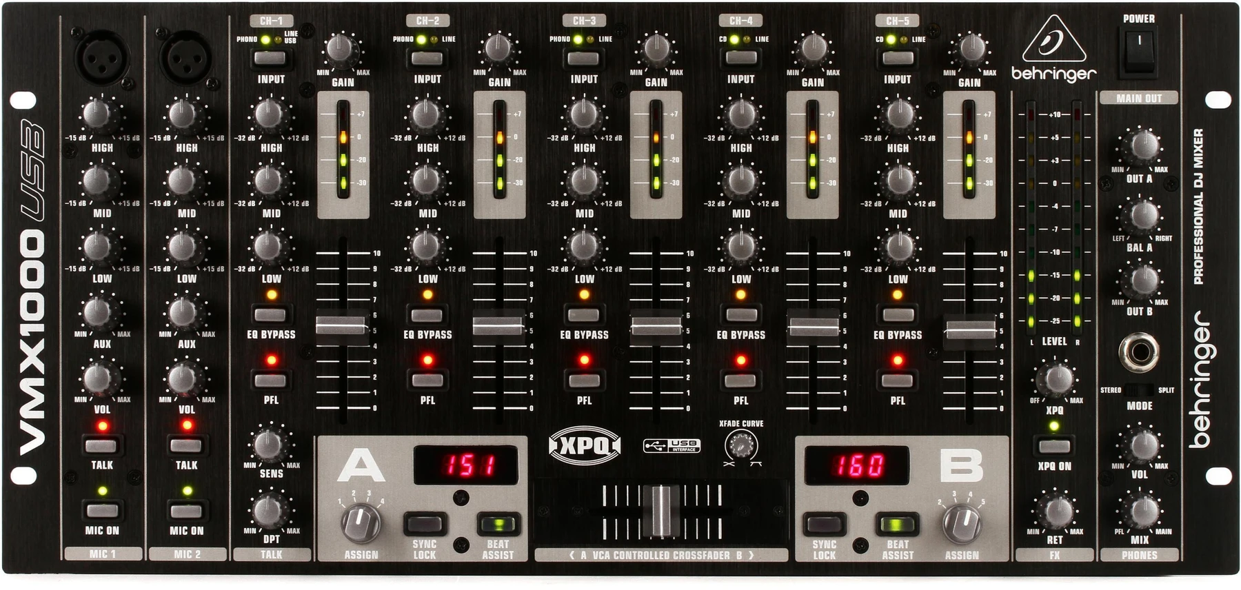 Behringer Pro Mixer VMX1000USB 5 通道 DJ 调音台