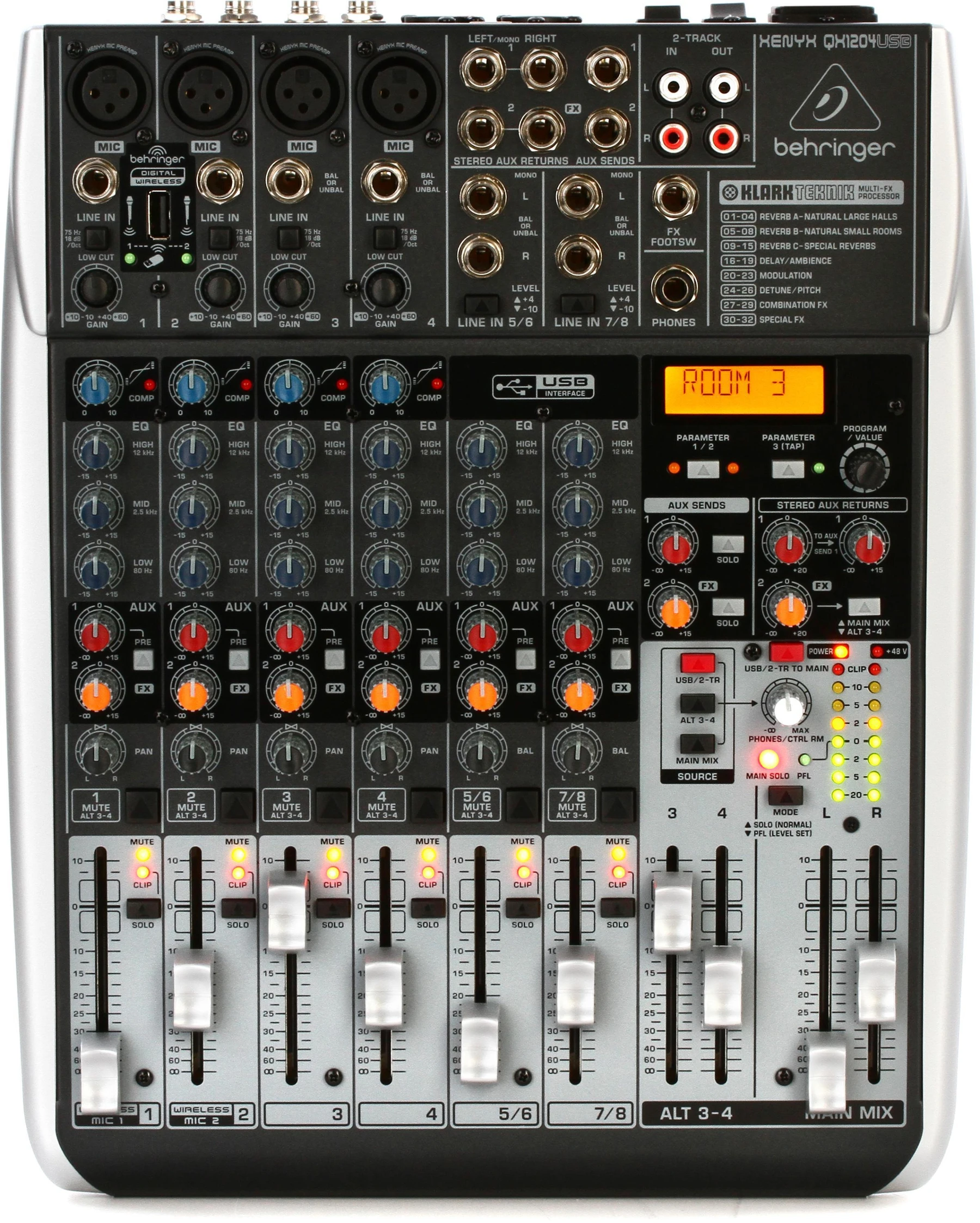百灵达 Xenyx QX1204USB 8通道带 USB 和效果器的调音台