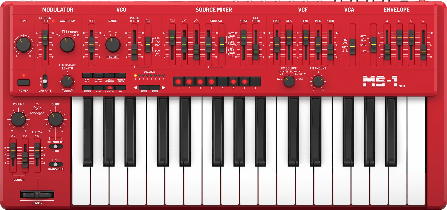 Behringer MS-1 MK II-RD 32键单音模拟合成器（红色）