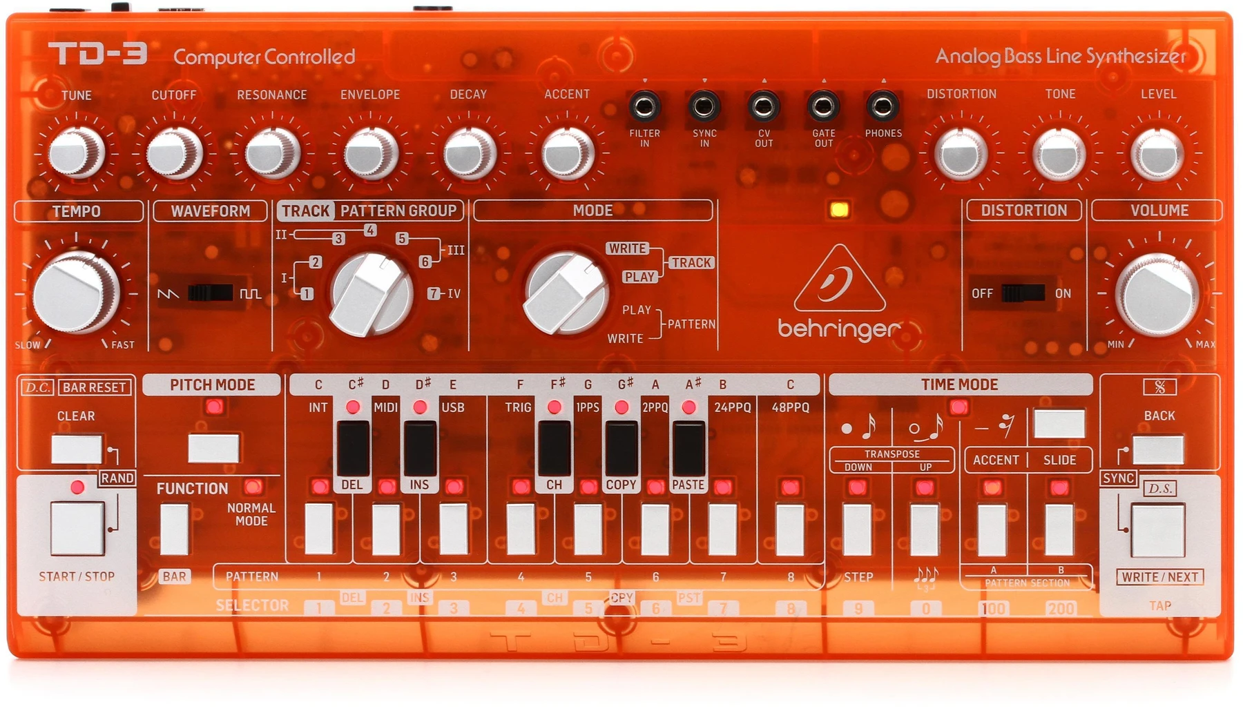 Behringer TD-3-TG 模拟贝斯线合成器（橘子色）