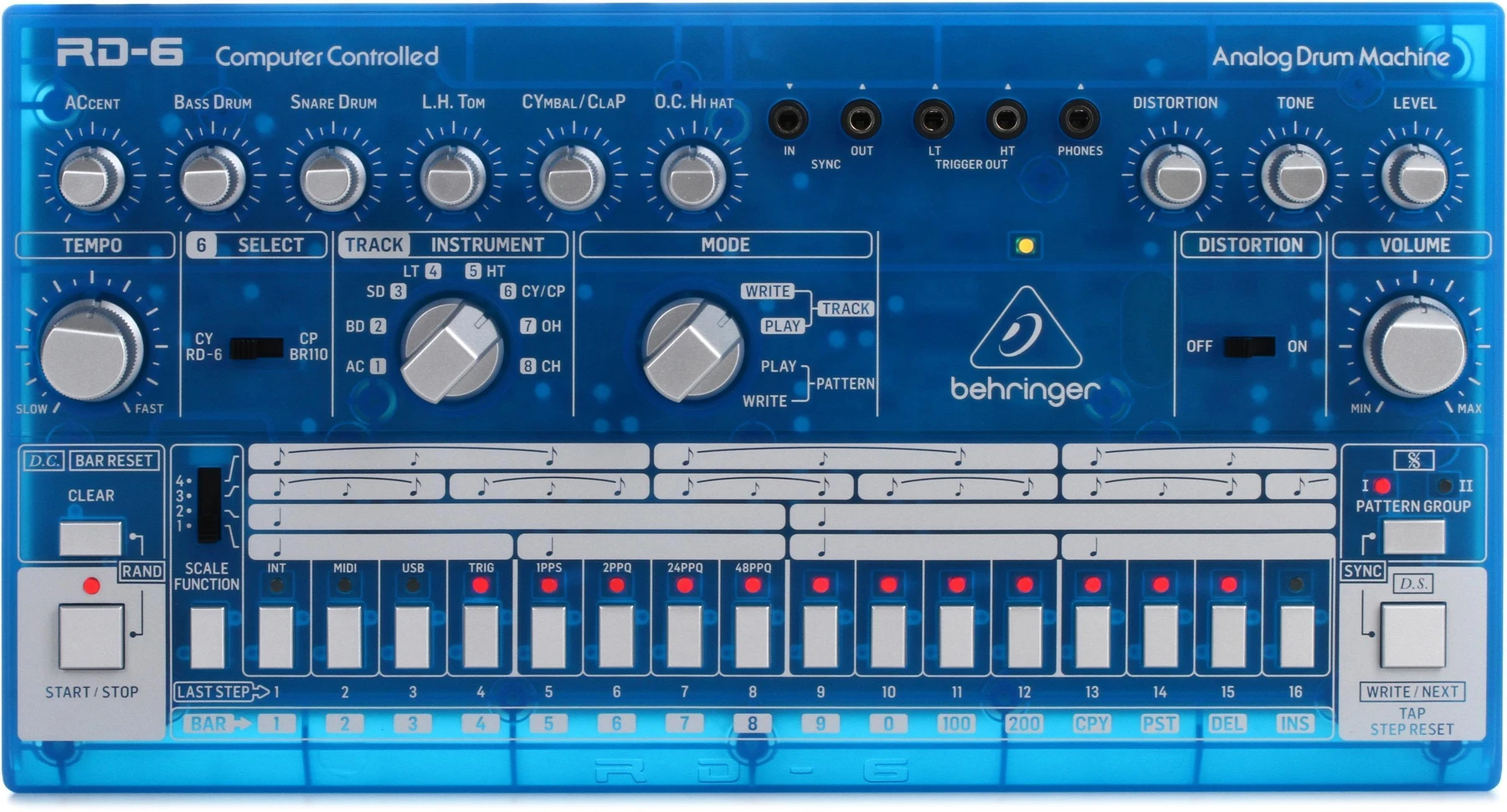 Behringer RD-6-BB 模拟鼓机（半透明婴儿蓝）