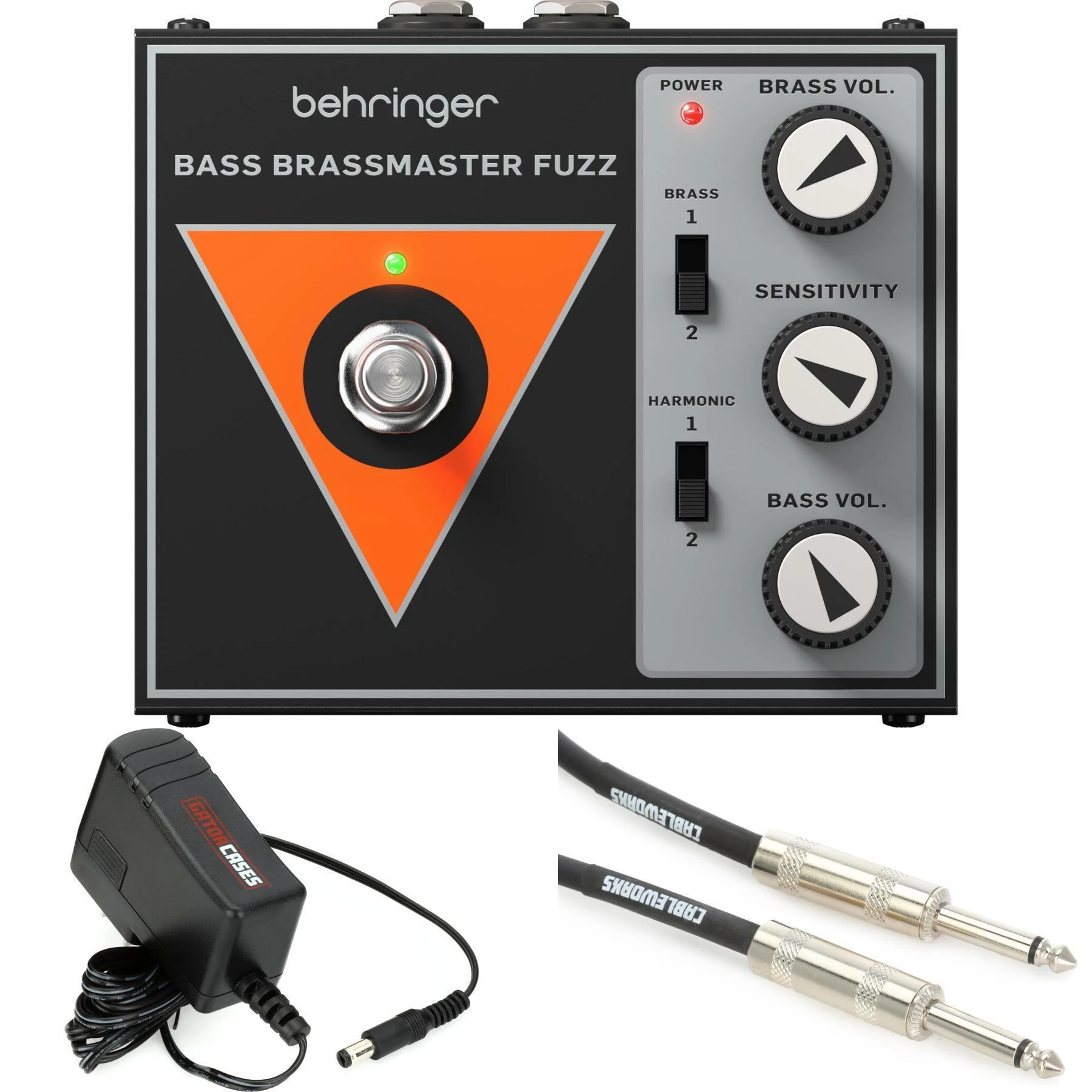 Behringer Bass Brassmaster 法兹效果单块，附电源和连接线