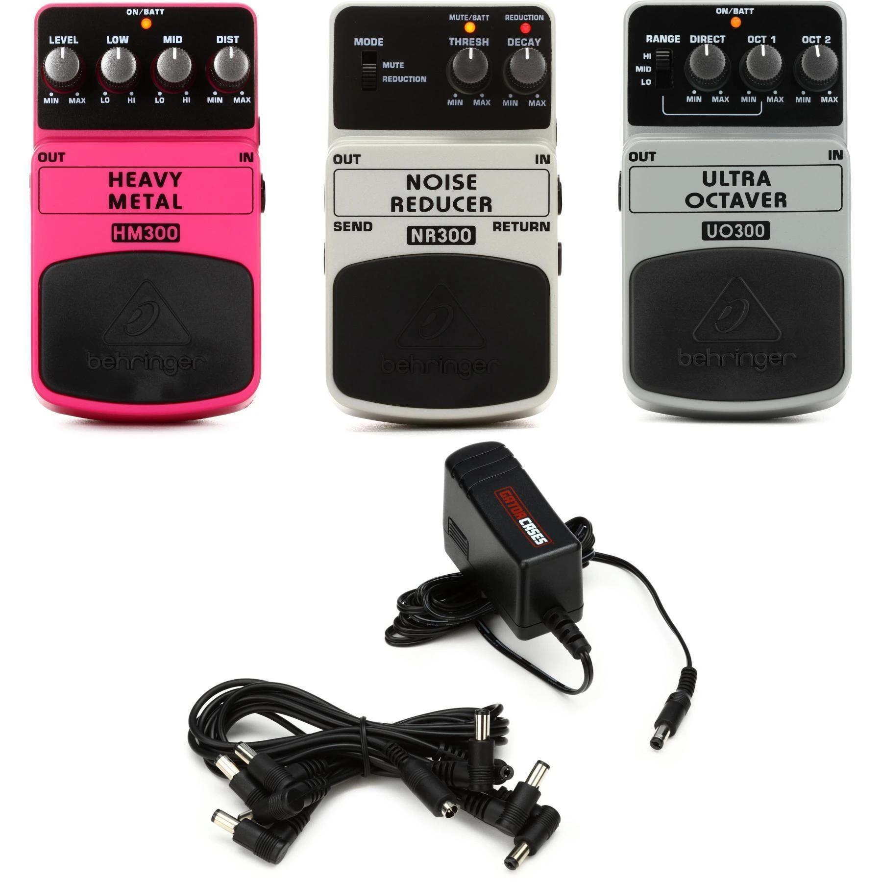 Behringer Hi Gain/Metal 三件套 - 失真、八度和降噪效果器，含电源