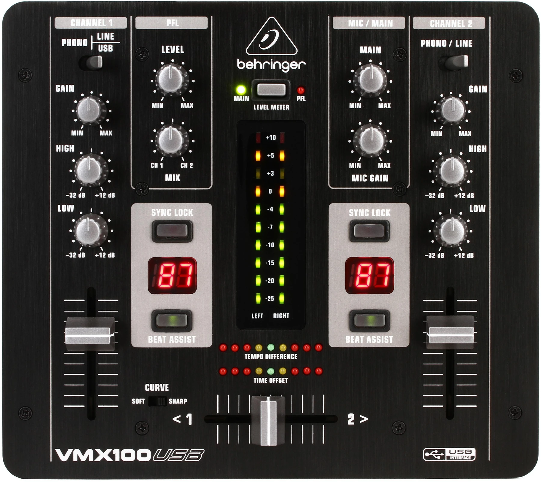 Behringer Pro Mixer VMX100USB 2通道DJ调音台