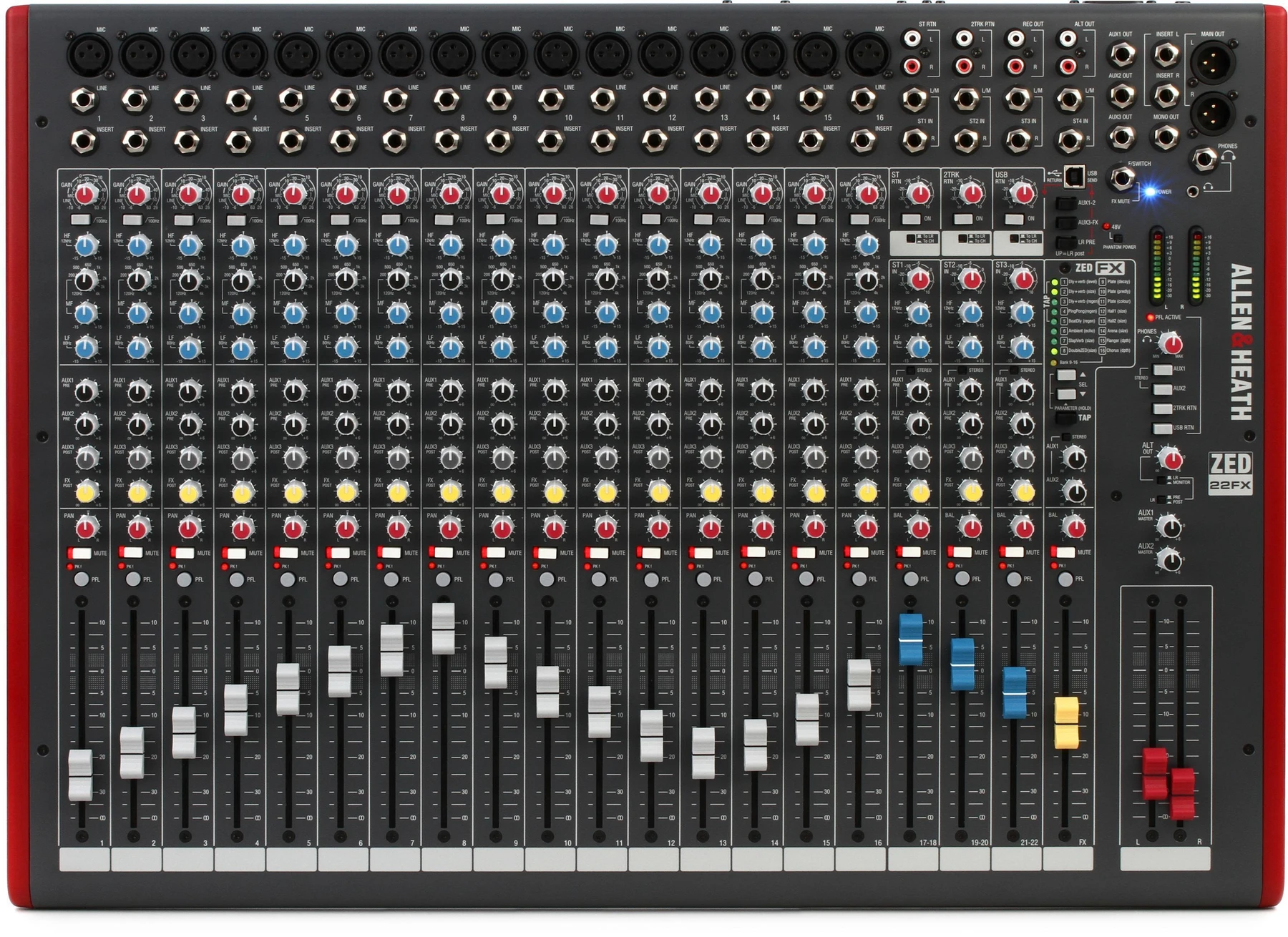 Allen & Heath ZED-22FX 22通道调音台，带USB音频接口和效果器