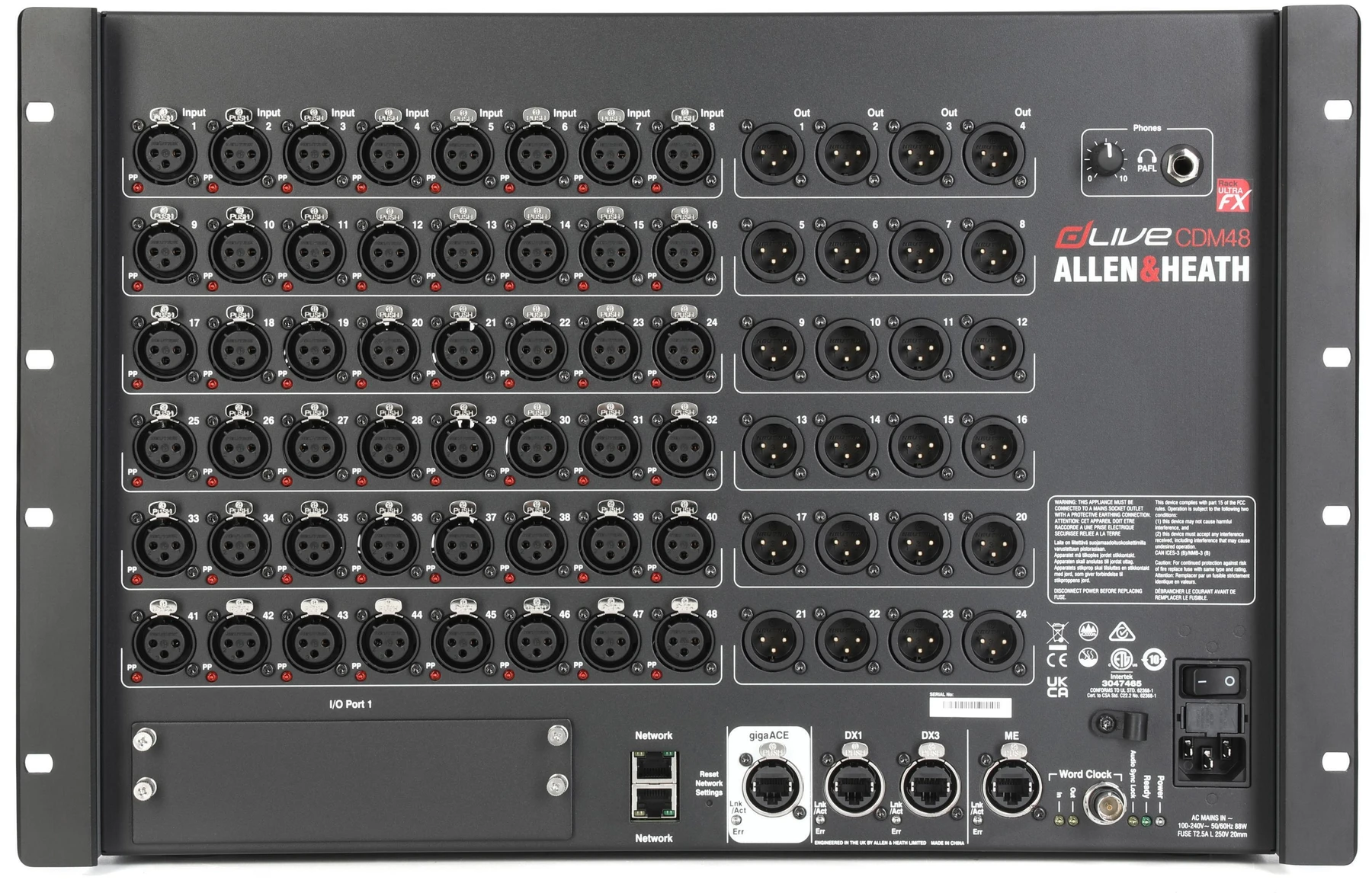 Allen & Heath dLive CDM48 RUFX MixRack 48输入数字舞台接口箱