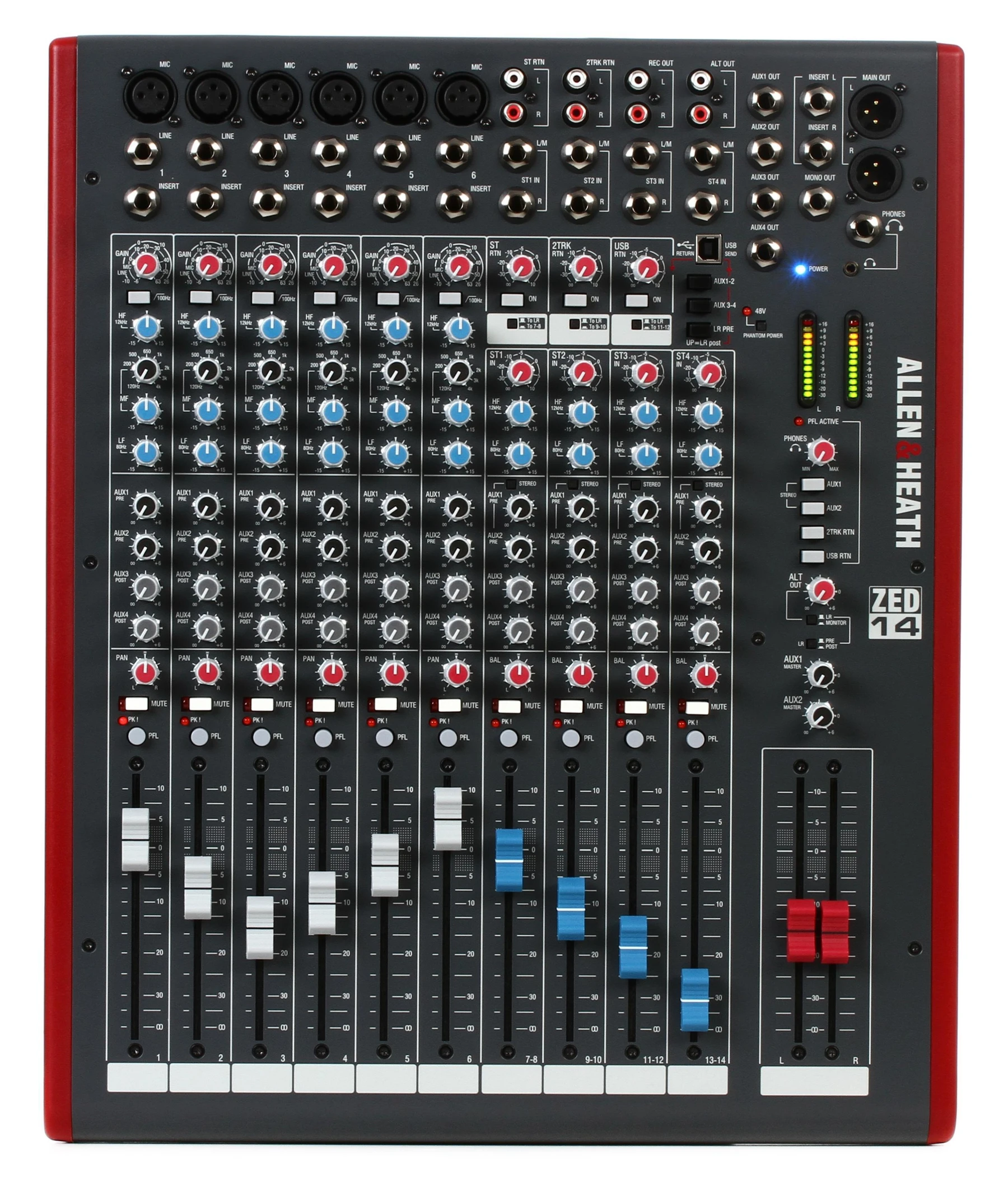Allen & Heath ZED-14 12通道调音台，带USB音频接口