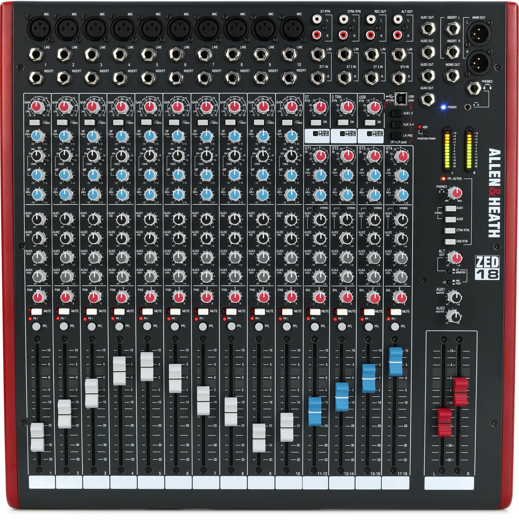 Allen & Heath ZED-18 18通道调音台，带USB音频接口