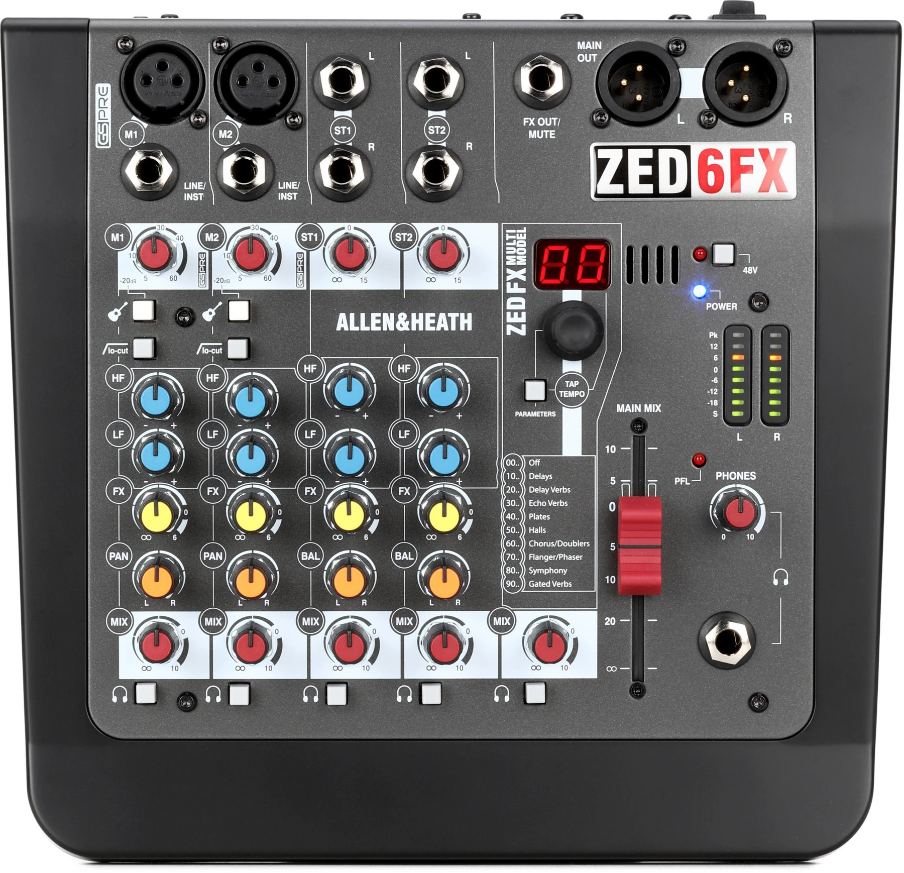 Allen & Heath ZED-6FX 4通道调音台，带效果器